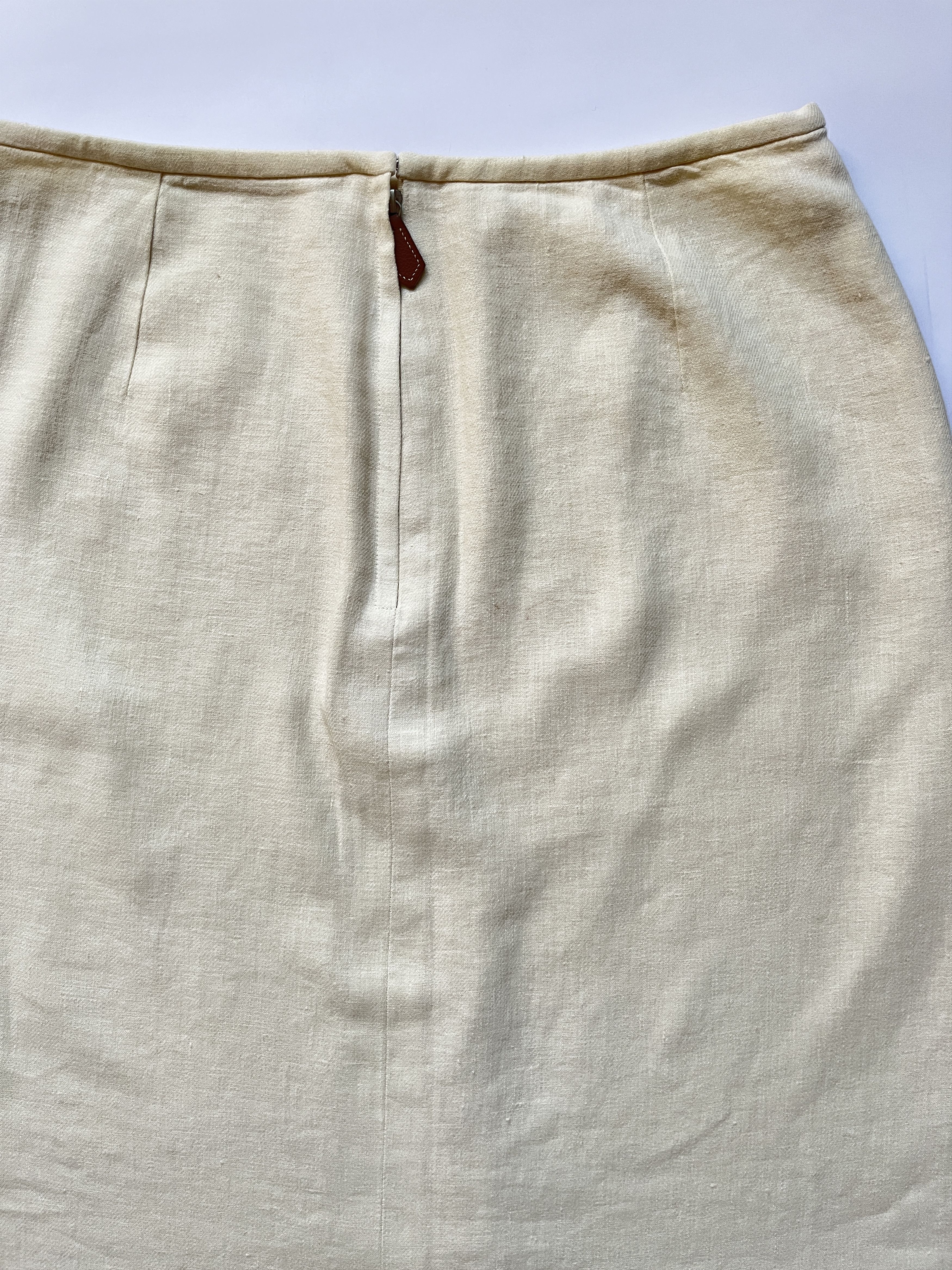 Hermes × Maison Margiela ⚡️QUICK SALE⚡️Hermes by Margiela Cream Linen Skirt Size 30" / US 8 / IT 44 - 6 Thumbnail