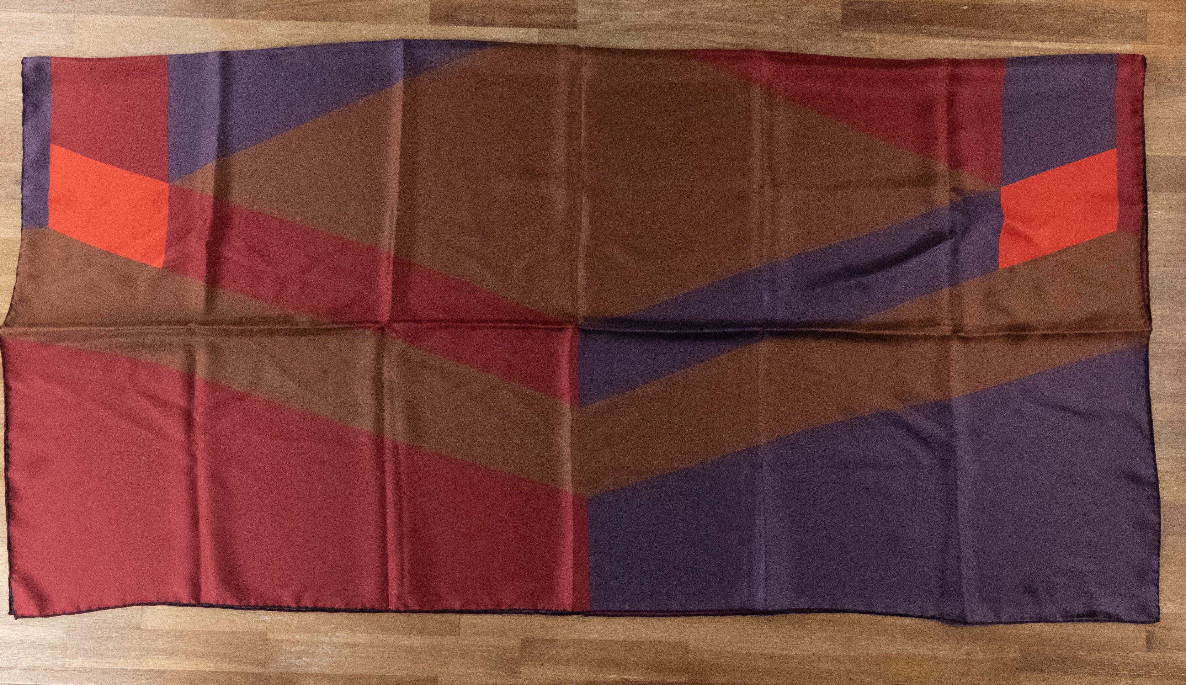 Bottega Veneta BOTTEGA VENETA red purple brown orange silk square scarf q Size ONE SIZE - 2 Thumbnail