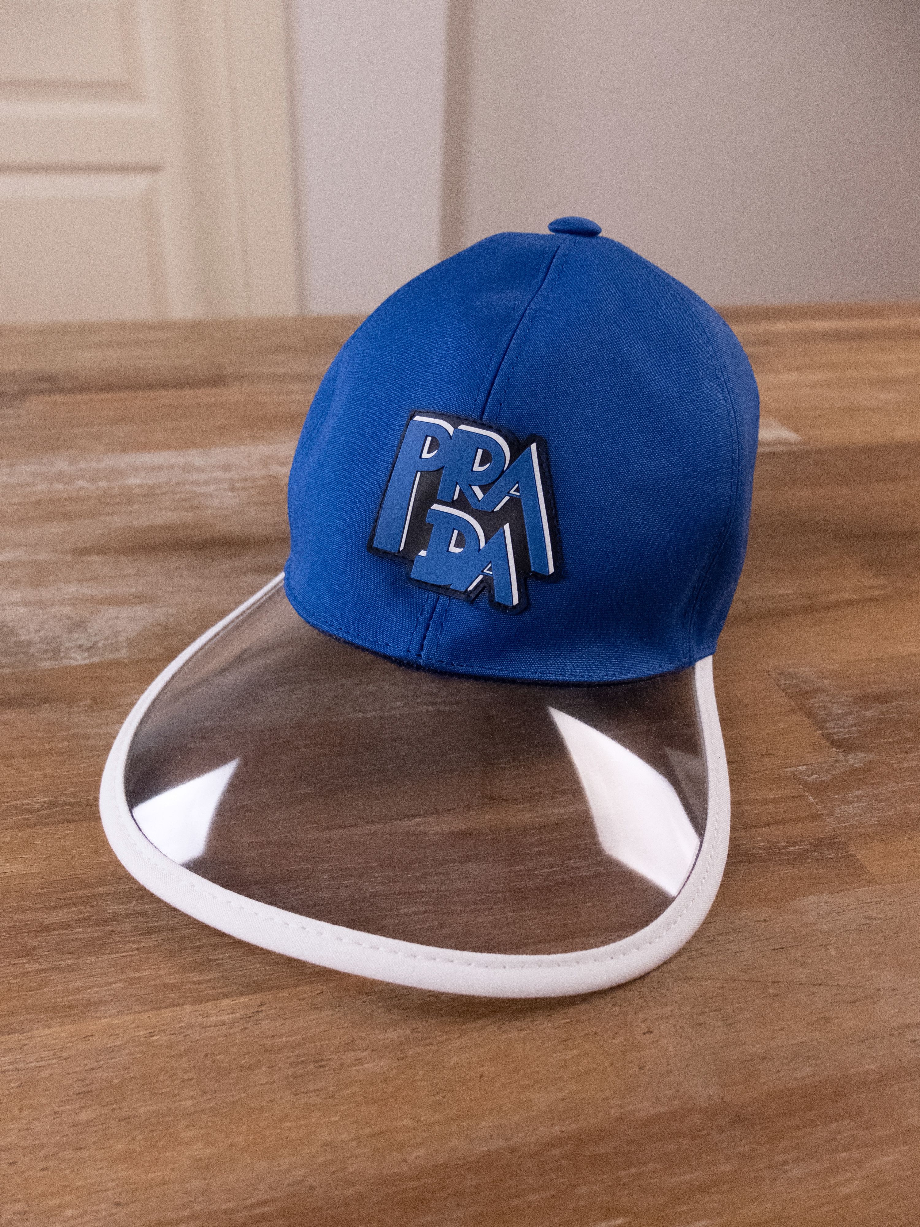 Prada PRADA blue rubber logo PVC visor baseball cap hat Small Size ONE SIZE - 1 Thumbnail