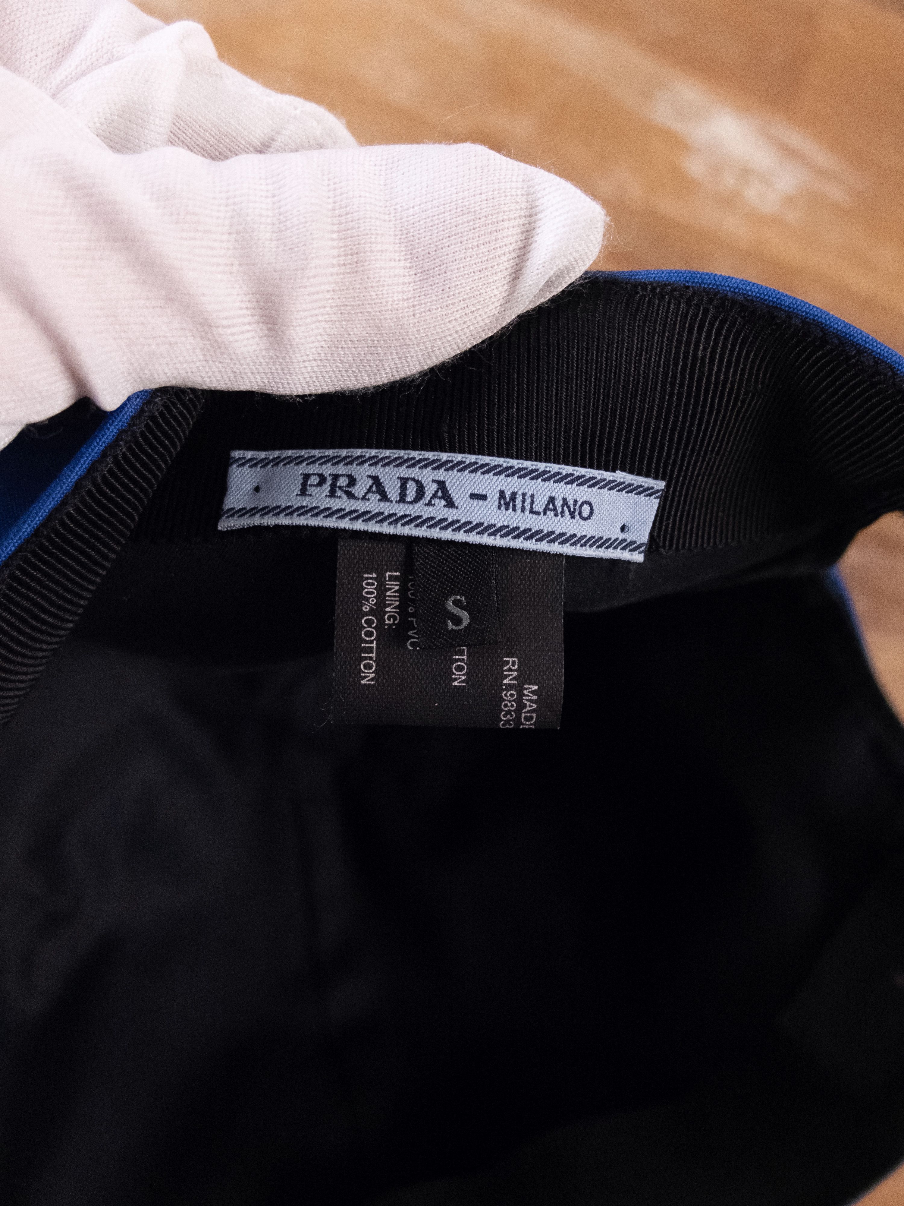Prada PRADA blue rubber logo PVC visor baseball cap hat Small Size ONE SIZE - 5 Thumbnail