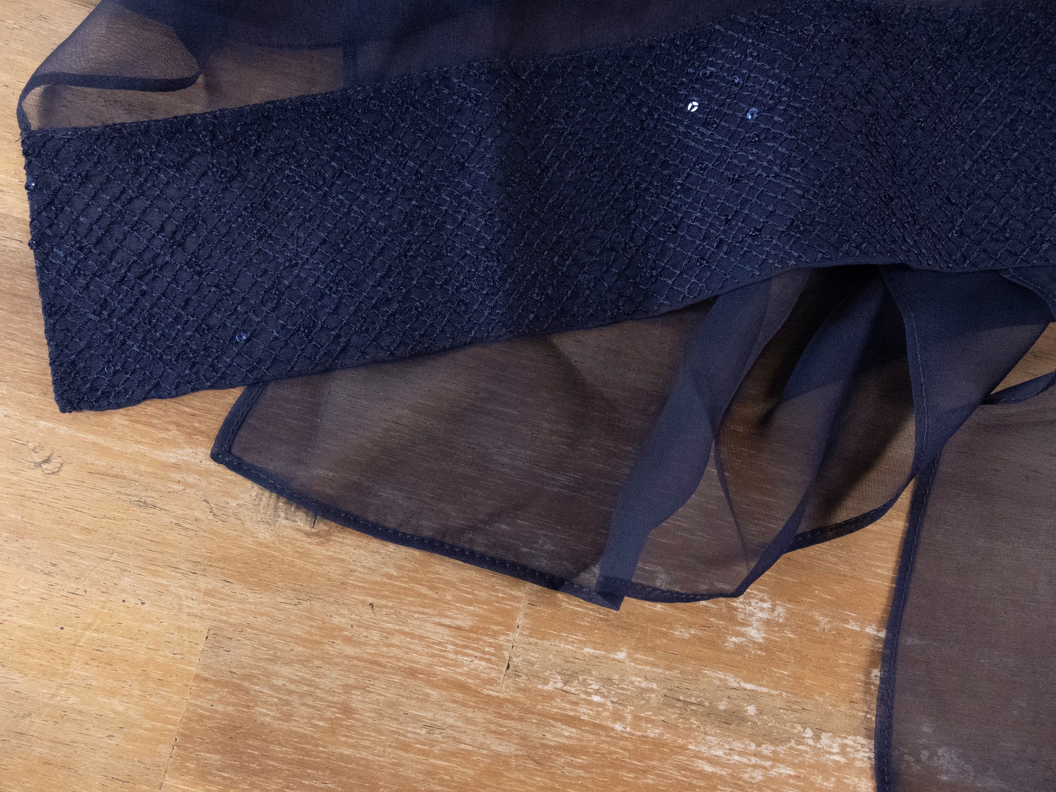 Bottega Veneta BOTTEGA VENETA midnight blue sequin silk sheer stole scarf q Size ONE SIZE - 7 Thumbnail