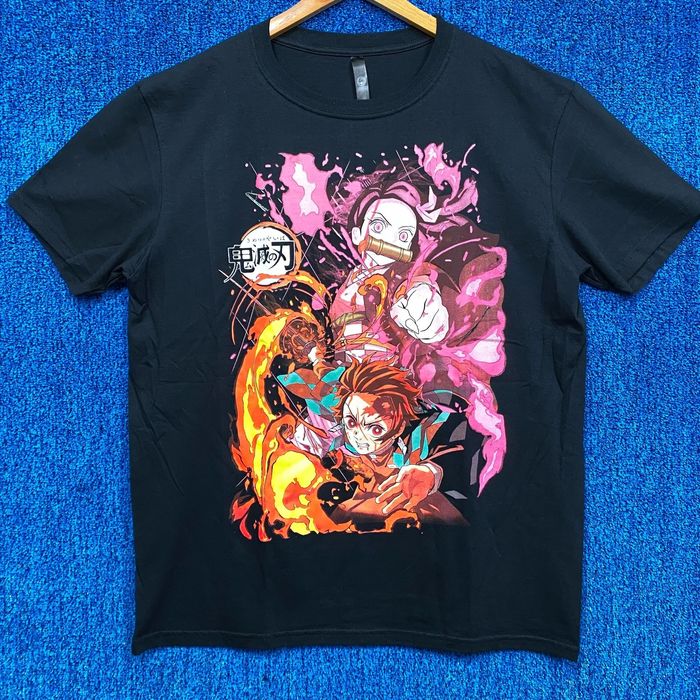 Very Rare Demon Slayer Neon Fire Tanjiro & Nezuko Dual Side Tee XL ...