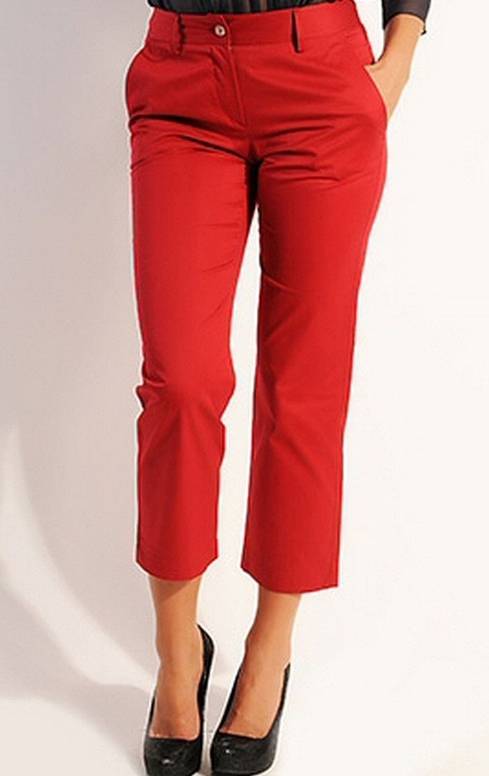 Luciano Barbera LUCIANO BARBERA red cotton crop capri pants trousers 42 Size 28" / US 6 / IT 42 - 1 Thumbnail