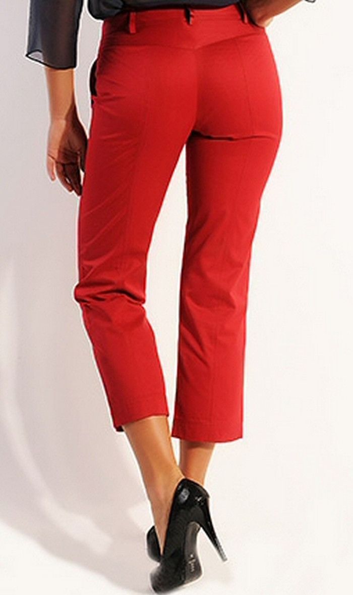 Luciano Barbera LUCIANO BARBERA red cotton crop capri pants trousers 42 Size 28" / US 6 / IT 42 - 3 Thumbnail