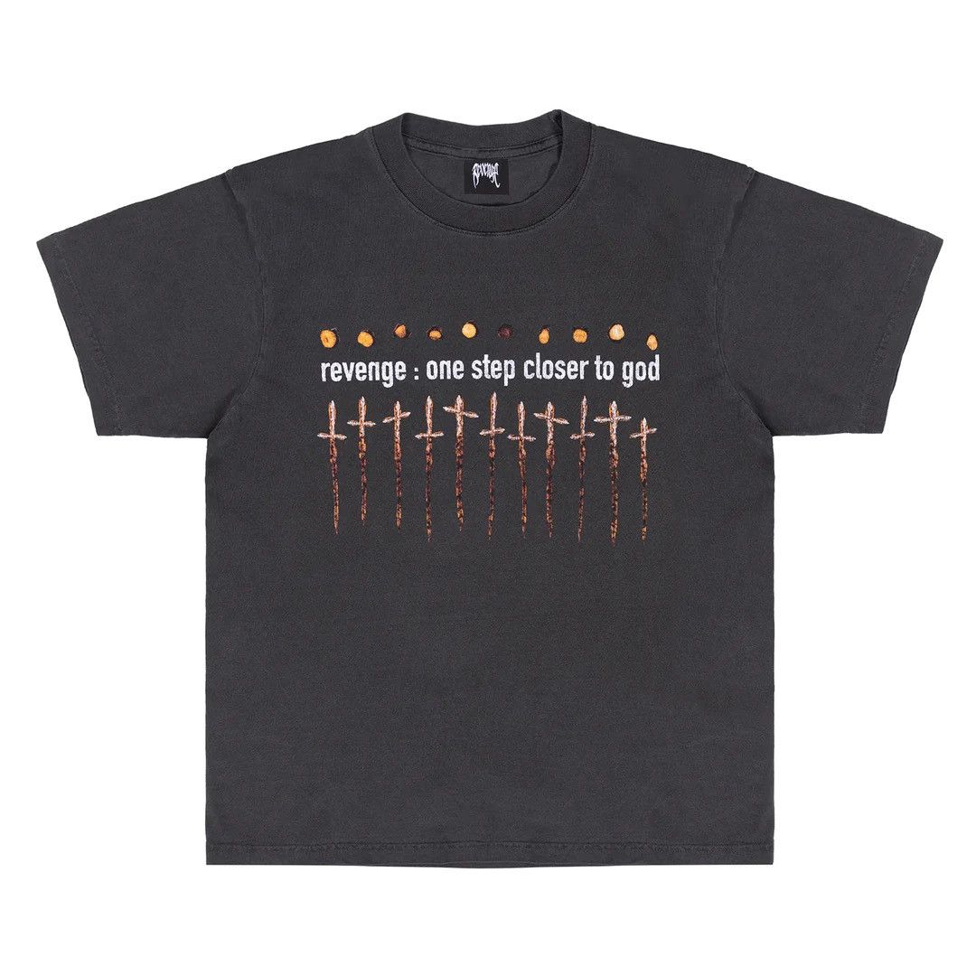image of Revenge "closer To God" Tee in Washed Black, Men's (Size Large)