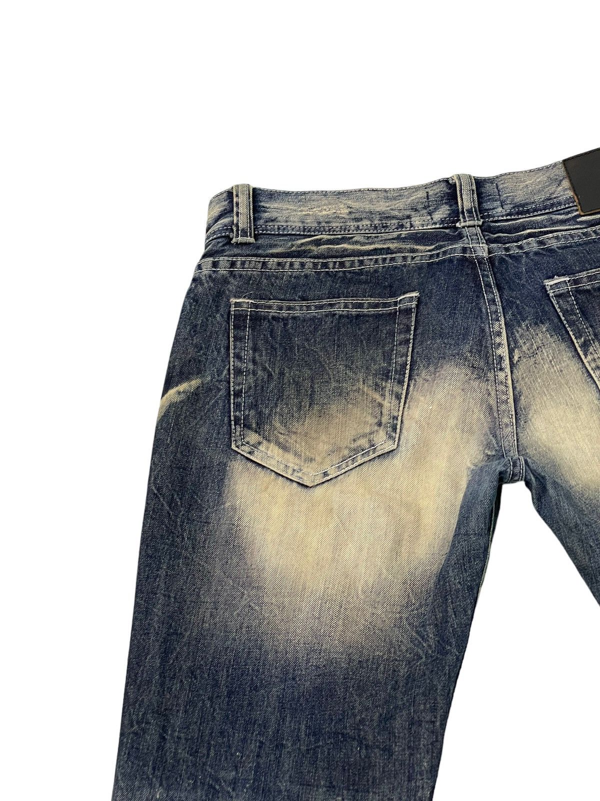 Japanese Brand Flare Jeans La Gate Distress Acid Wash Boot Cut 5🟦5 Size US 33 - 19 Thumbnail