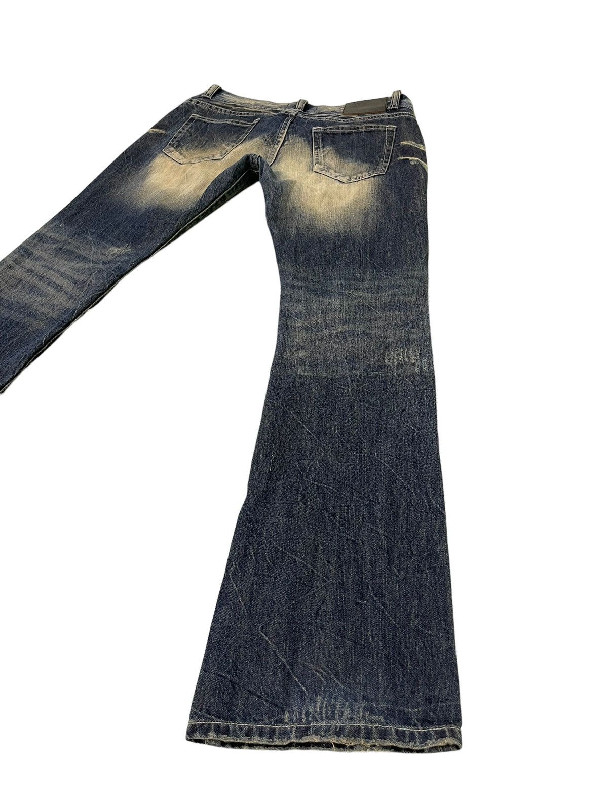 Japanese Brand Flare Jeans La Gate Distress Acid Wash Boot Cut 5🟦5 Size US 33 - 14 Thumbnail