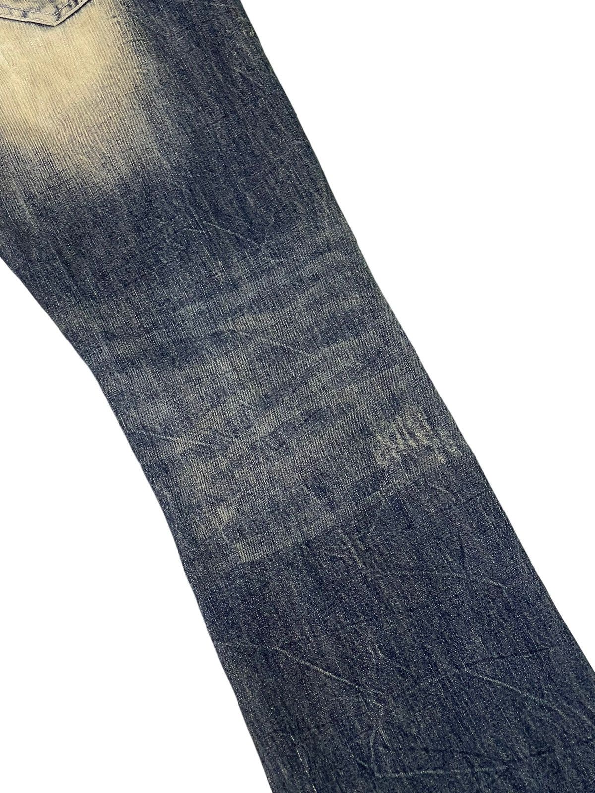Japanese Brand Flare Jeans La Gate Distress Acid Wash Boot Cut 5🟦5 Size US 33 - 18 Thumbnail