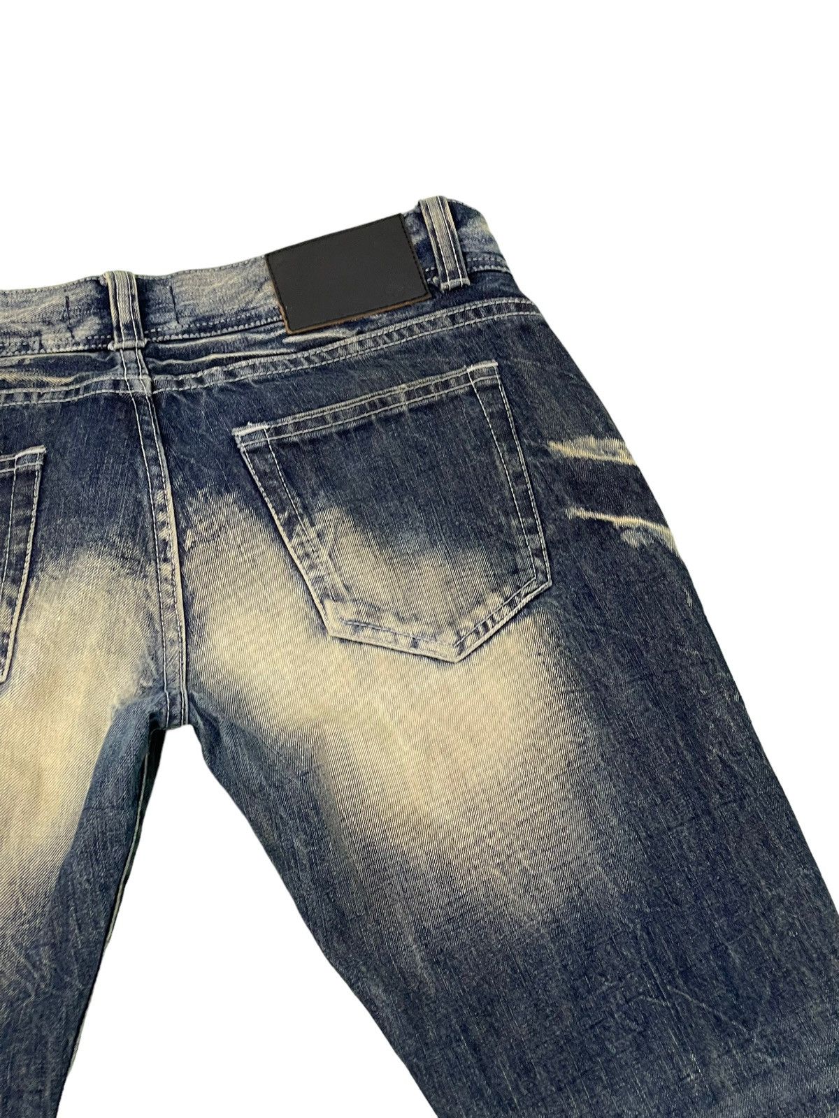 Japanese Brand Flare Jeans La Gate Distress Acid Wash Boot Cut 5🟦5 Size US 33 - 20 Thumbnail