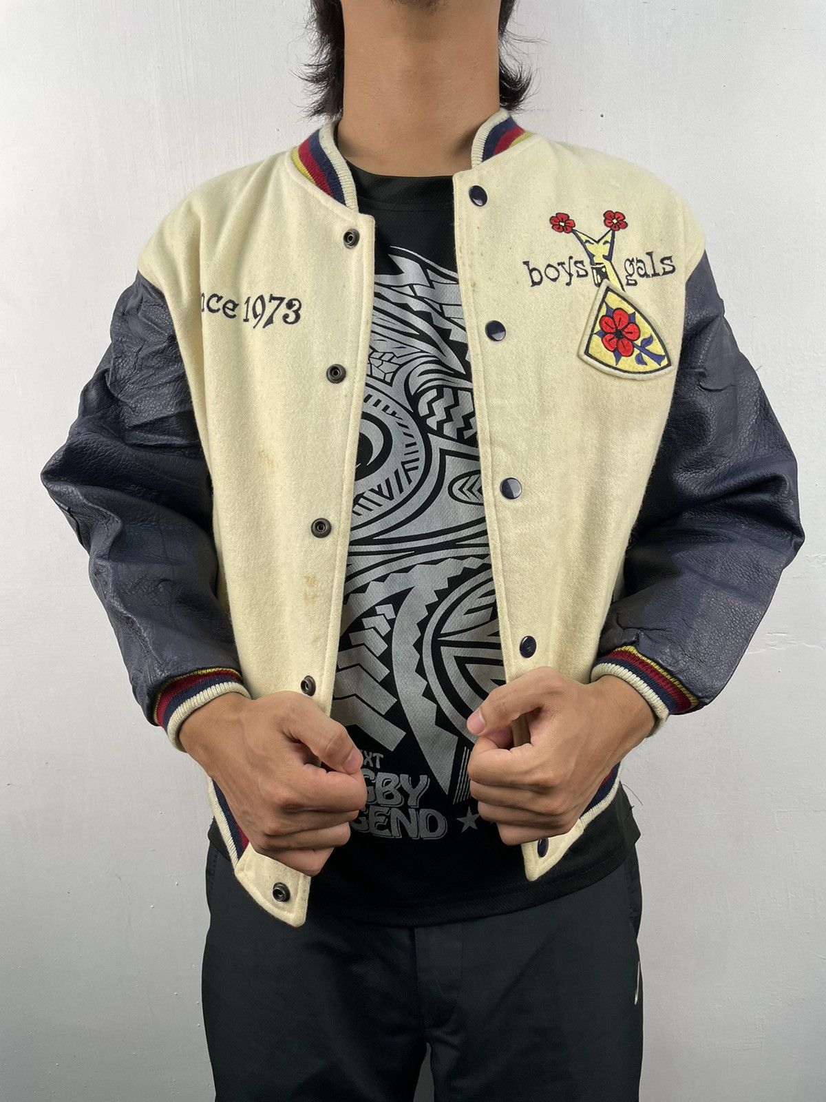 Japanese Brand Vintage 80s Batsu Varsity Leather Jacket Size Small Size S / US 4 / IT 40 - 2 Thumbnail