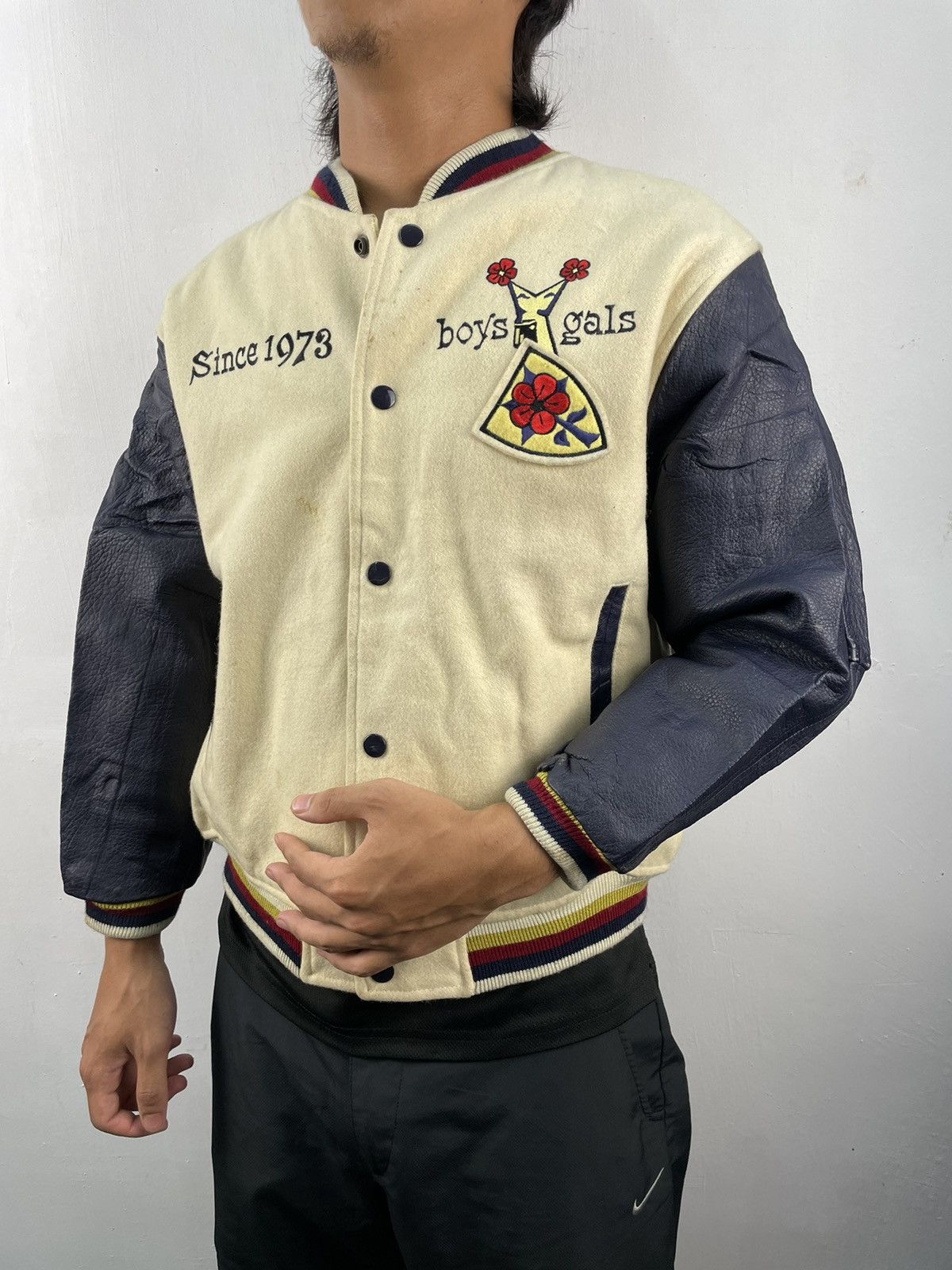 Japanese Brand Vintage 80s Batsu Varsity Leather Jacket Size Small Size S / US 4 / IT 40 - 3 Thumbnail