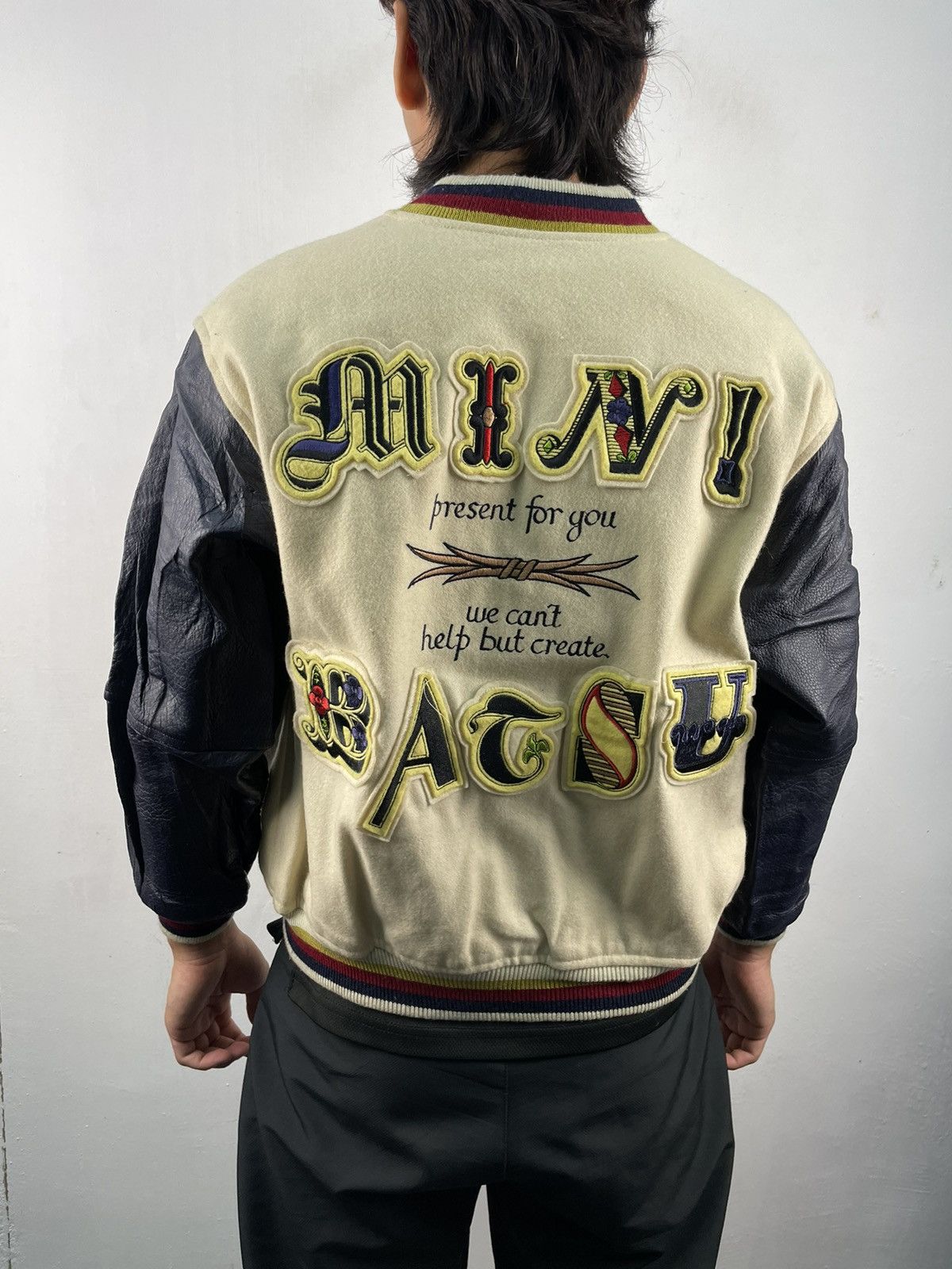 Japanese Brand Vintage 80s Batsu Varsity Leather Jacket Size Small Size S / US 4 / IT 40 - 1 Thumbnail