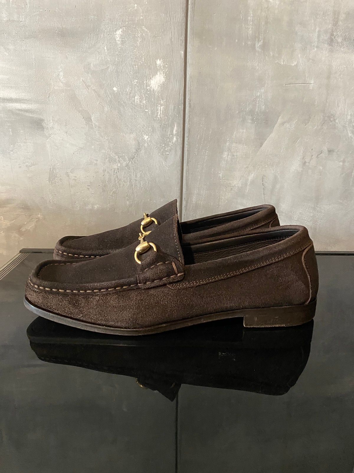 Pre-owned Gucci Horsebit Loafers Brown Suede