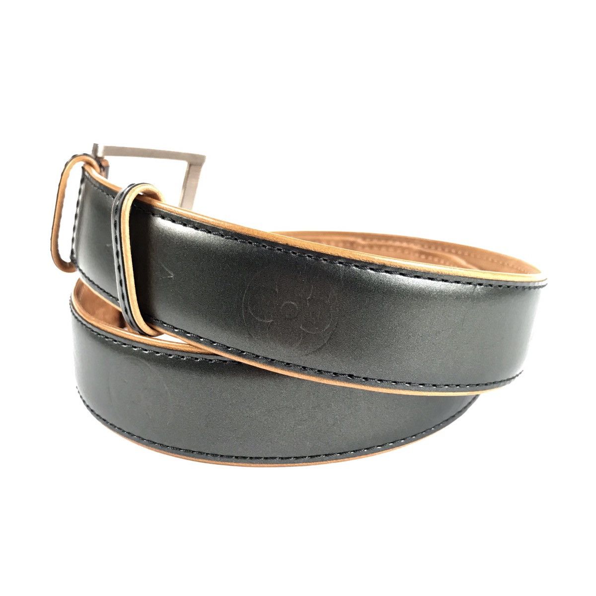 Pre-Owned Louis Vuitton Blue Leather Lv Belt ($485) ❤ liked on