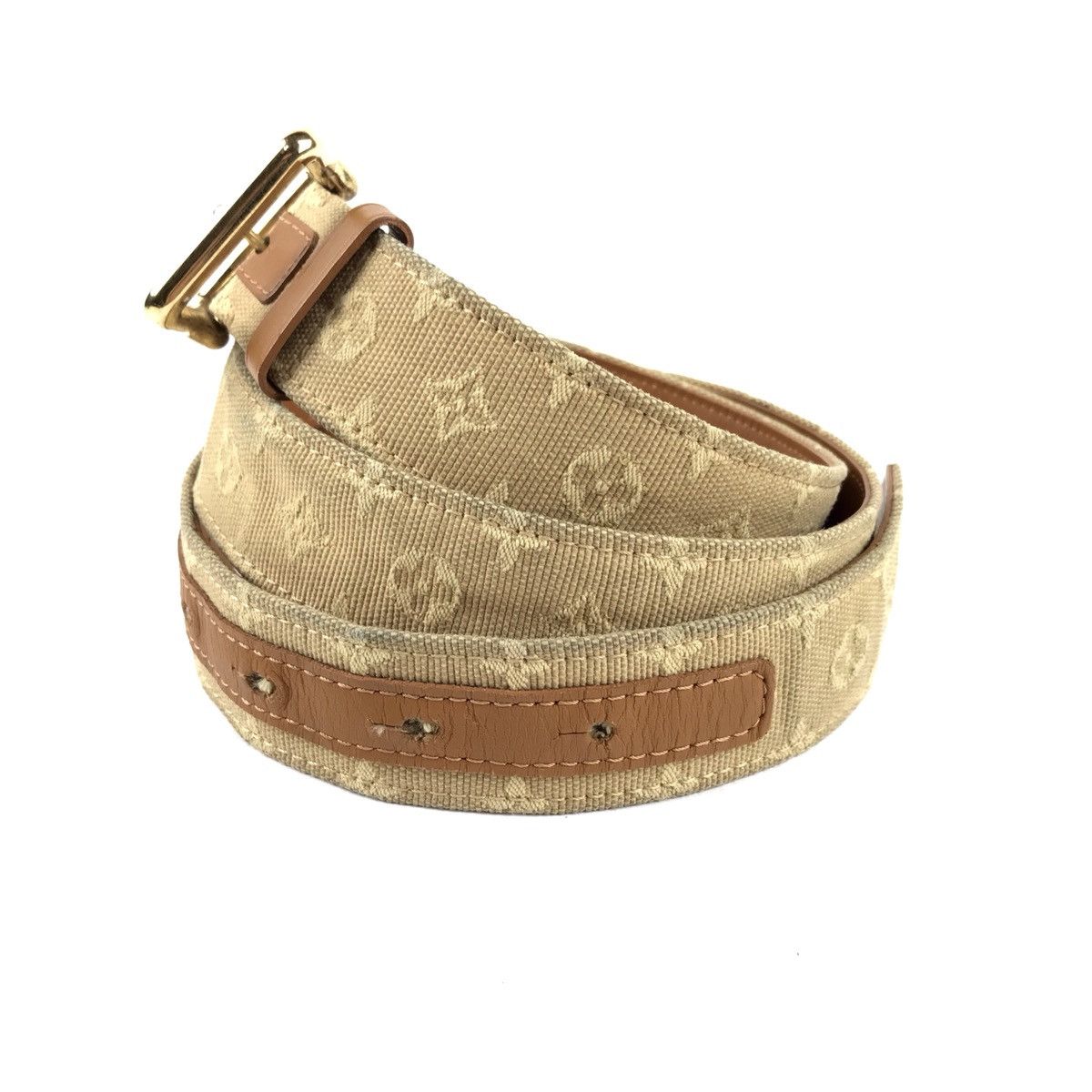 Louis Vuitton Mini Lin Canvas Tan Louis Vuitton Monogram Belt Size ONE SIZE - 2 Thumbnail