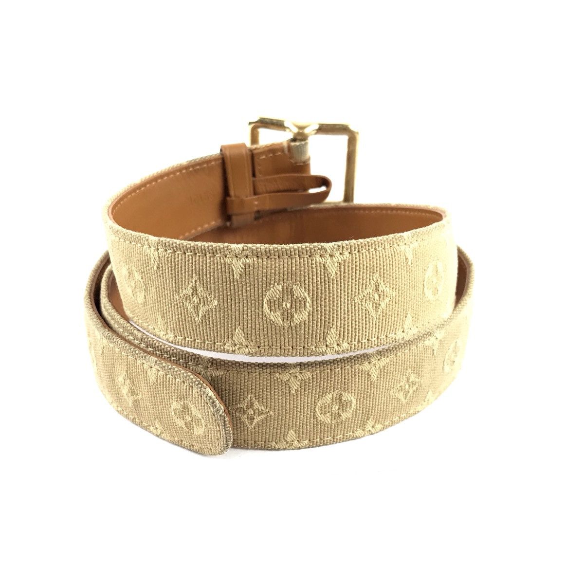 Louis Vuitton Mini Lin Canvas Tan Louis Vuitton Monogram Belt Size ONE SIZE - 3 Thumbnail