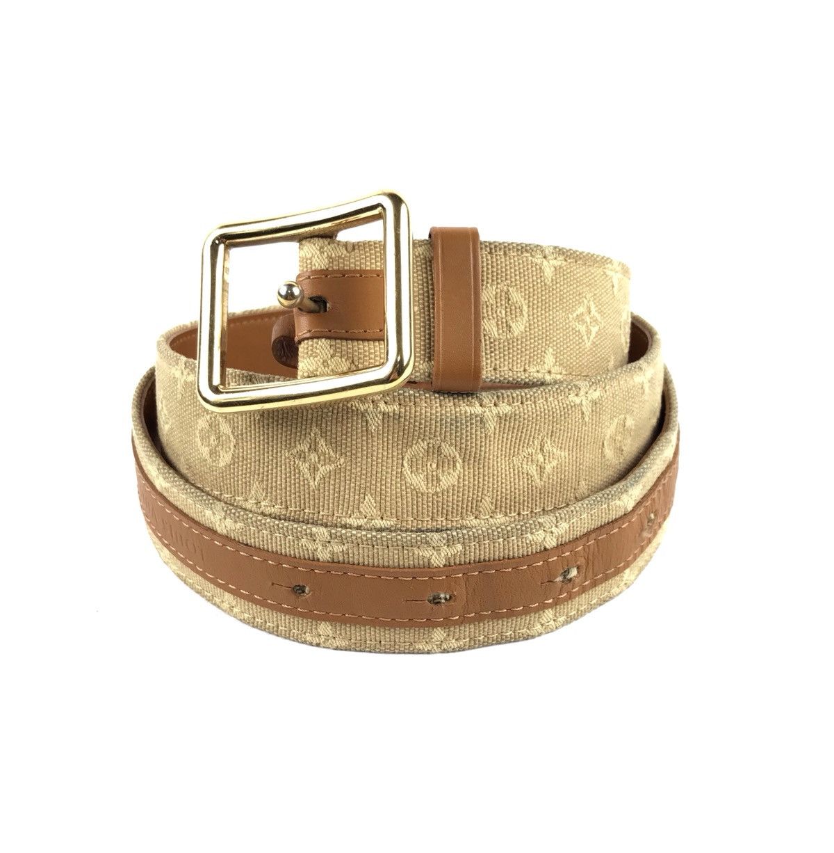 Louis Vuitton Mini Lin Canvas Tan Louis Vuitton Monogram Belt Size ONE SIZE - 1 Thumbnail