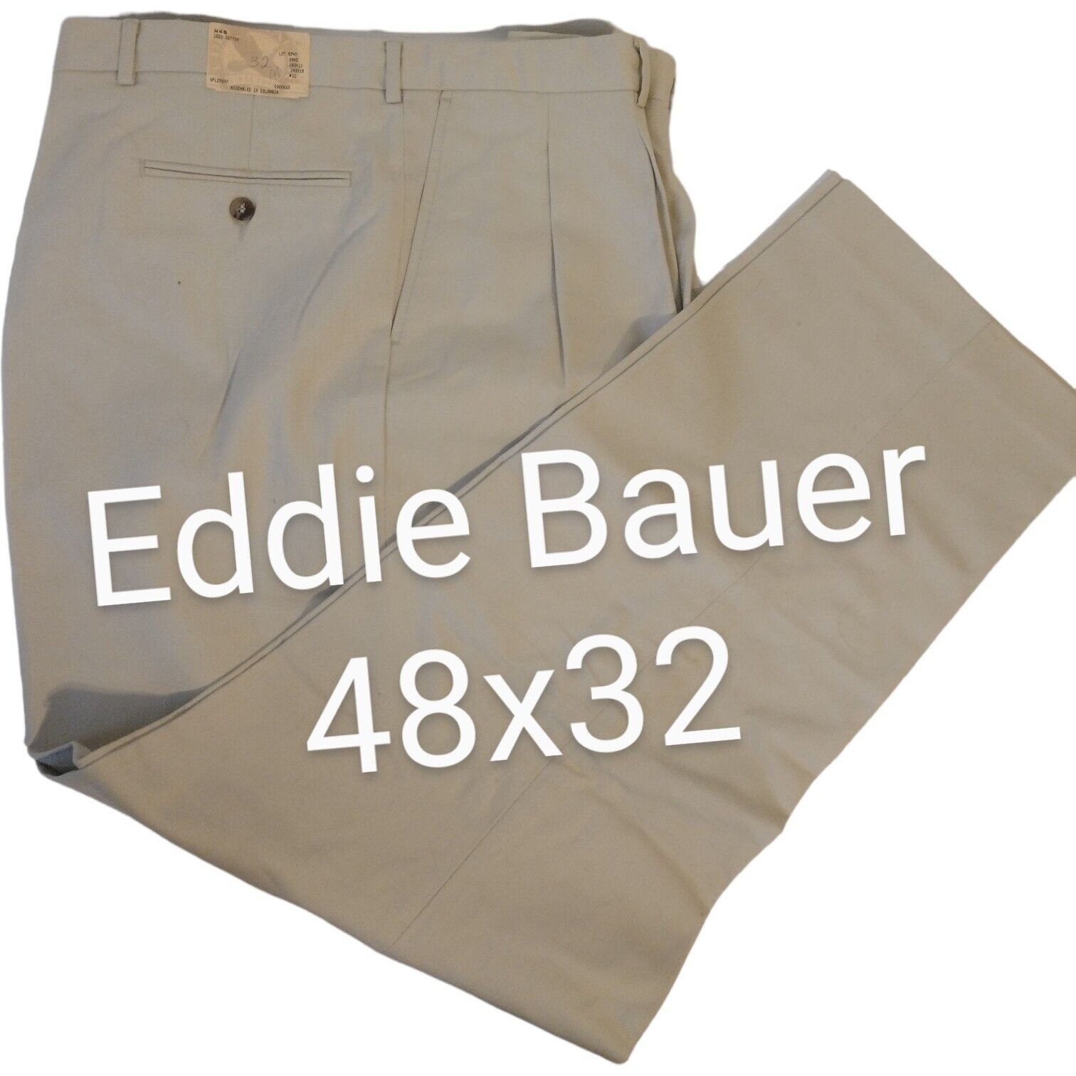 Eddie Bauer 48x32 New Eddie Bauer Men's Pants Chino's Khaki Pleated ...