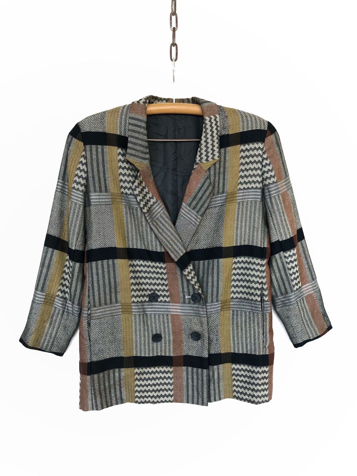 Art Comes First Mine Coco 🇯🇵 Beauty Patchwork Double Breast Blazer Size US M / EU 48-50 / 2 - 1 Thumbnail
