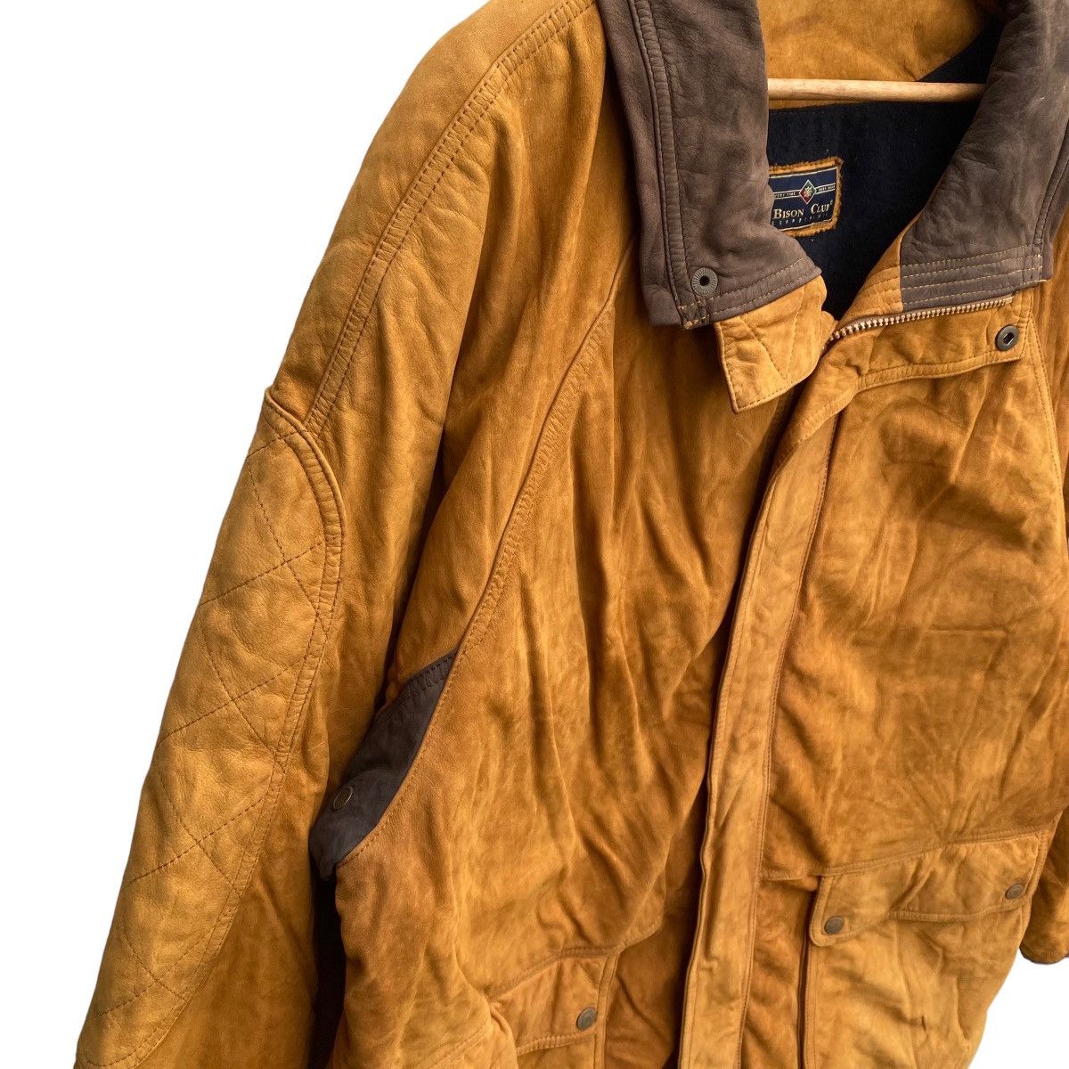 Japanese Brand × Vintage Vtg Bison Club Scandinavia Drawstring Suede Leather Jacket Size US XL / EU 56 / 4 - 5 Thumbnail