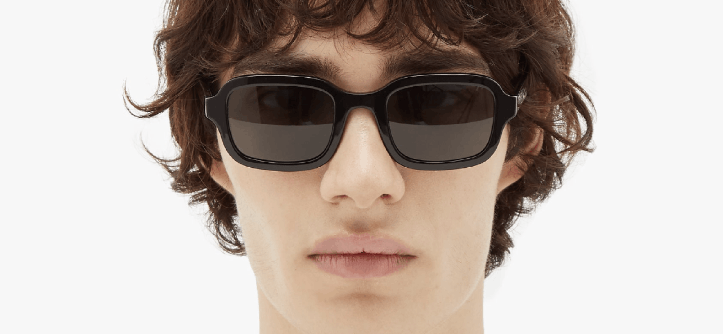 image of Prada Foiled Logo Rectangle Acetate Sunglasses in Black, Men's