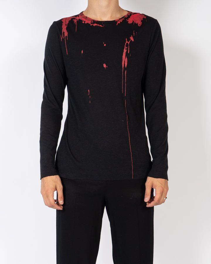 image of Haider Ackermann Ss18 Red Stain Print Longsleeve 1 Of 1 Sample Piece in Black, Men's (Size Medium)