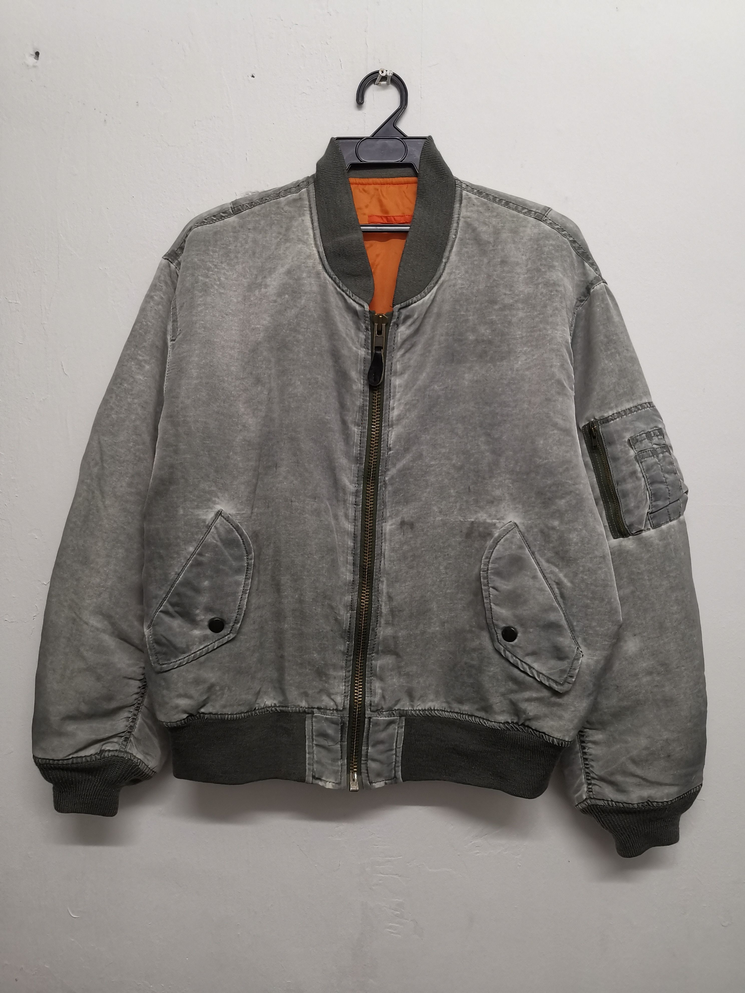 Vintage Vintage MA1 Flying Man Acid Wash Bomber Jacket Grailed