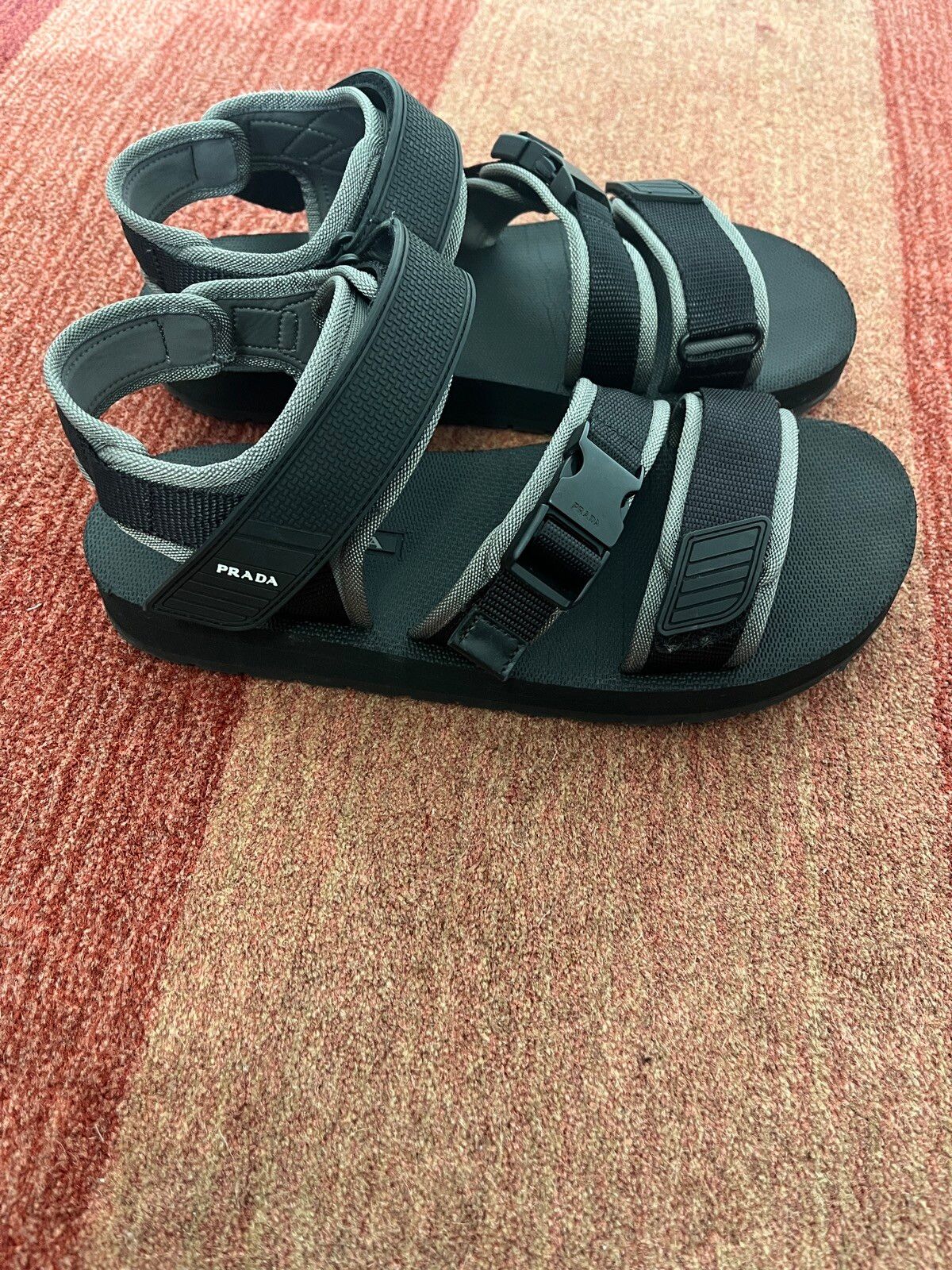 Pre-owned Prada Tech Sandals In Black