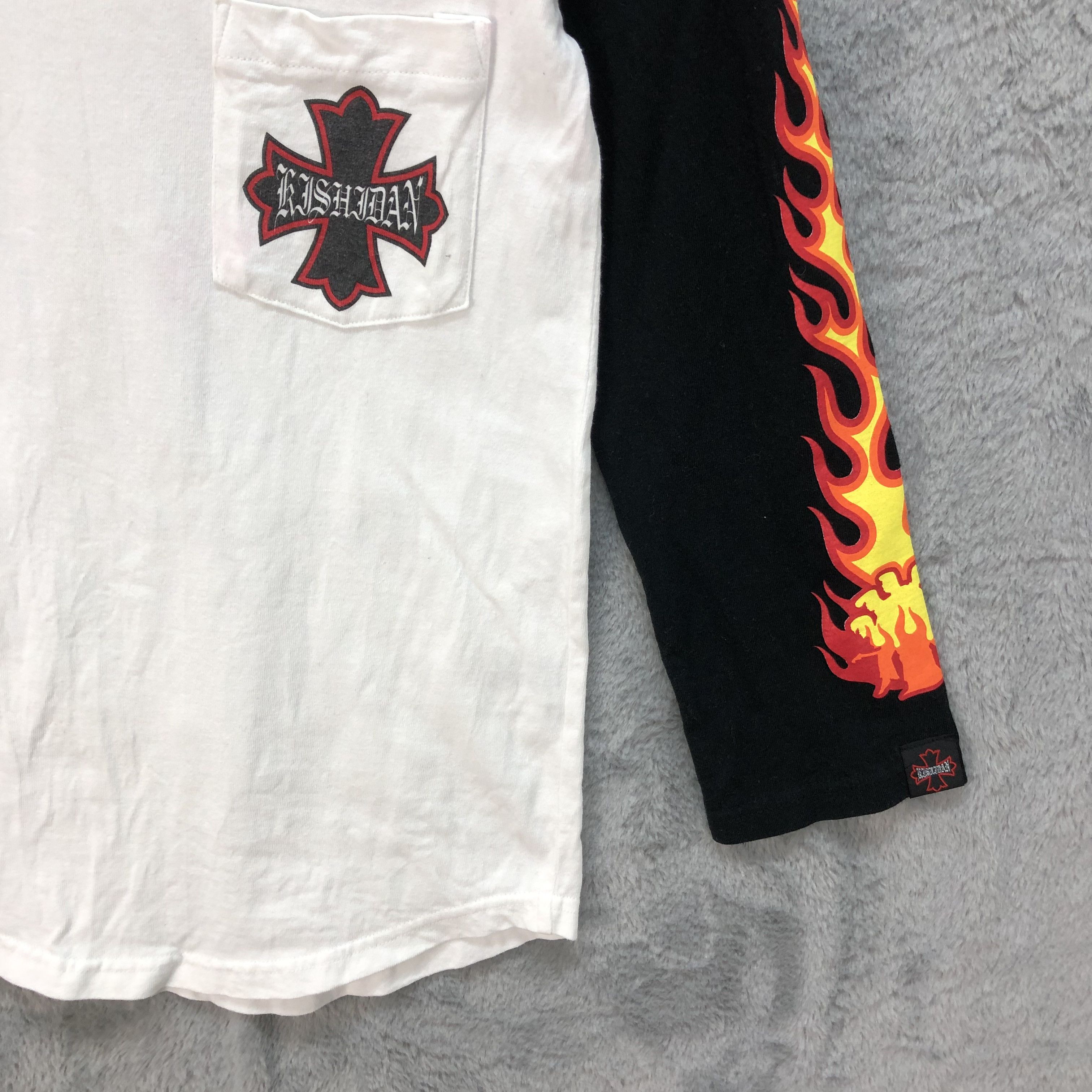Japanese Brand RARE KISHIDENNE WRERUTOGOOD Big Logo Fire 3Q Tee #4773-167 Size S / US 4 / IT 40 - 9 Thumbnail