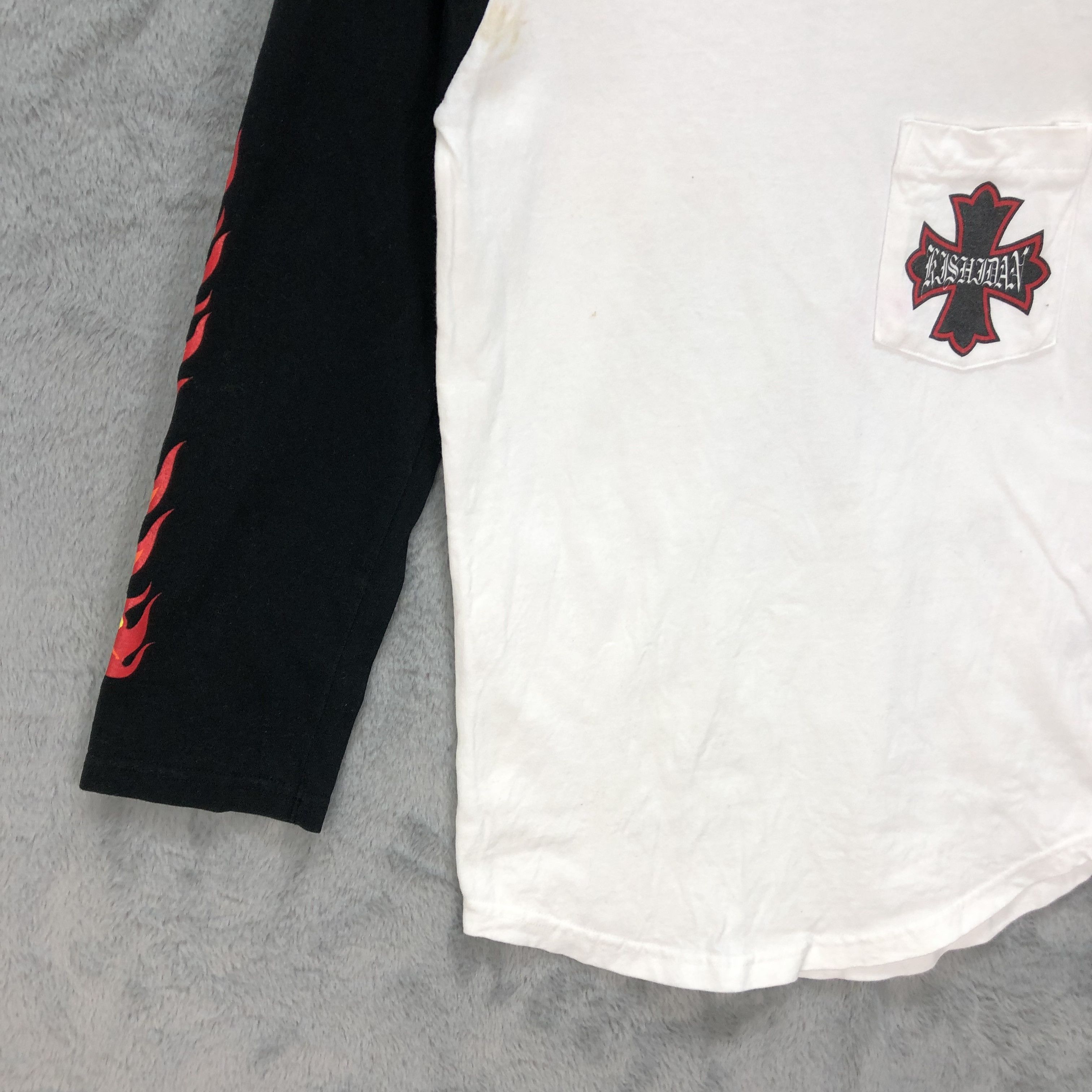 Japanese Brand RARE KISHIDENNE WRERUTOGOOD Big Logo Fire 3Q Tee #4773-167 Size S / US 4 / IT 40 - 8 Thumbnail