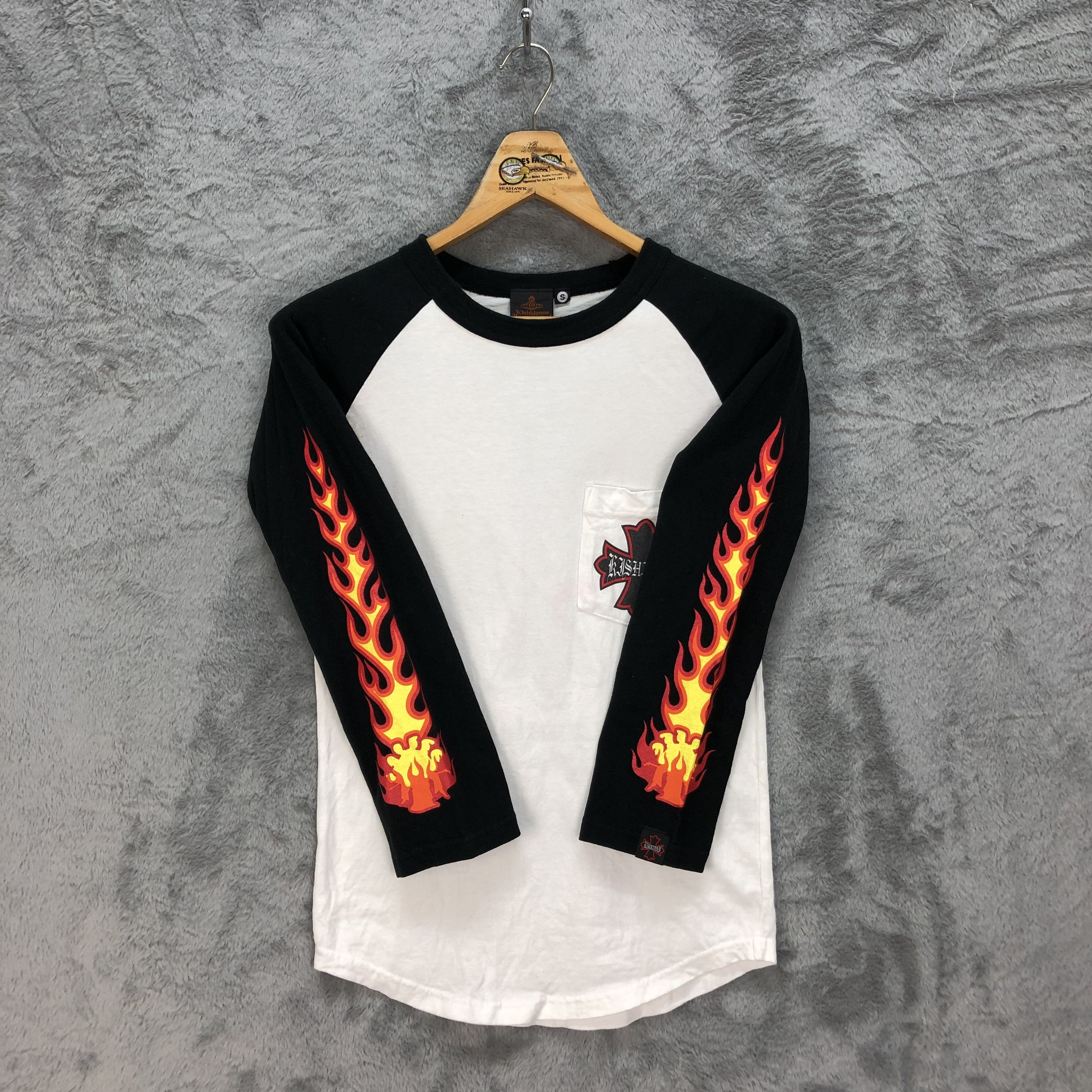 Japanese Brand RARE KISHIDENNE WRERUTOGOOD Big Logo Fire 3Q Tee #4773-167 Size S / US 4 / IT 40 - 11 Thumbnail