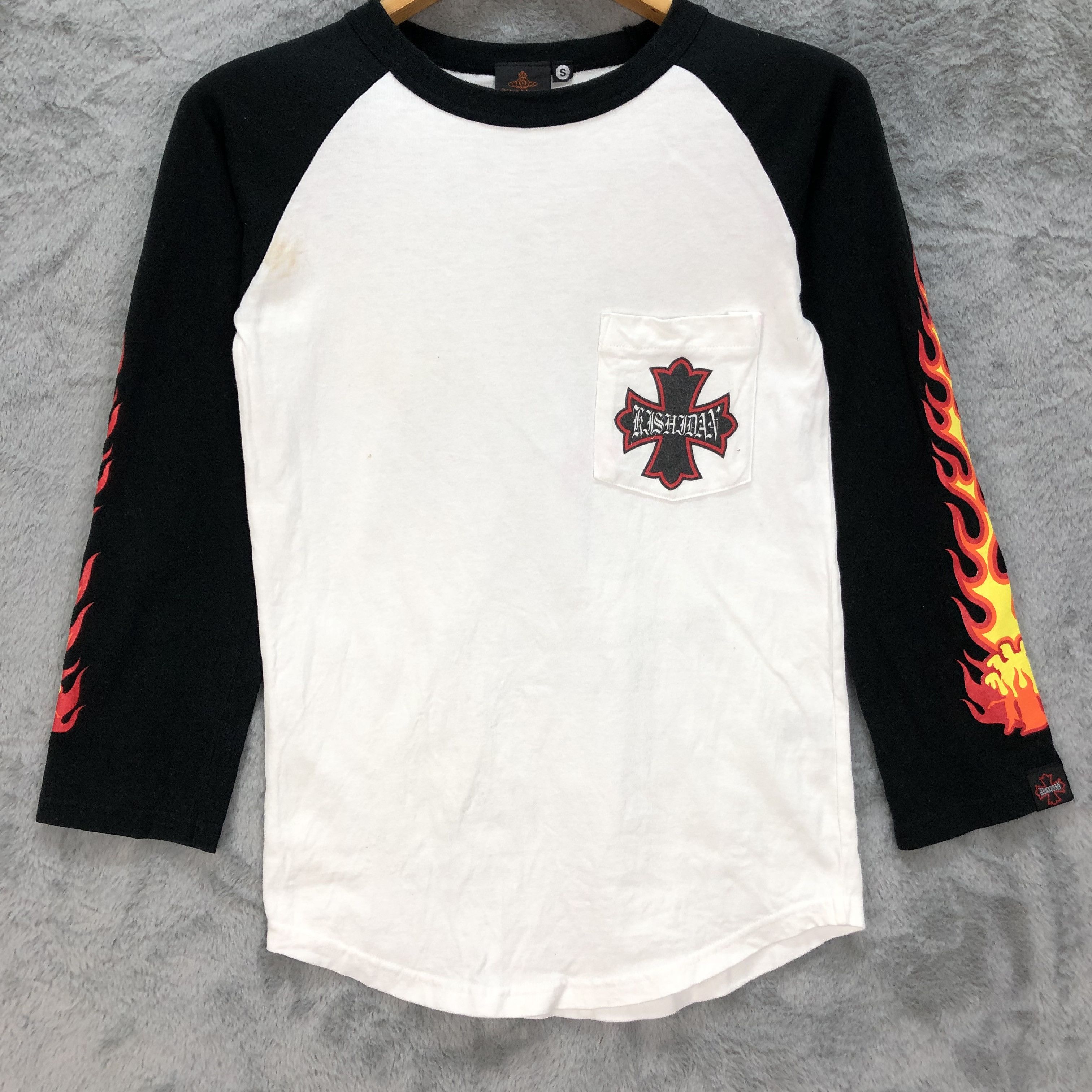 Japanese Brand RARE KISHIDENNE WRERUTOGOOD Big Logo Fire 3Q Tee #4773-167 Size S / US 4 / IT 40 - 7 Thumbnail