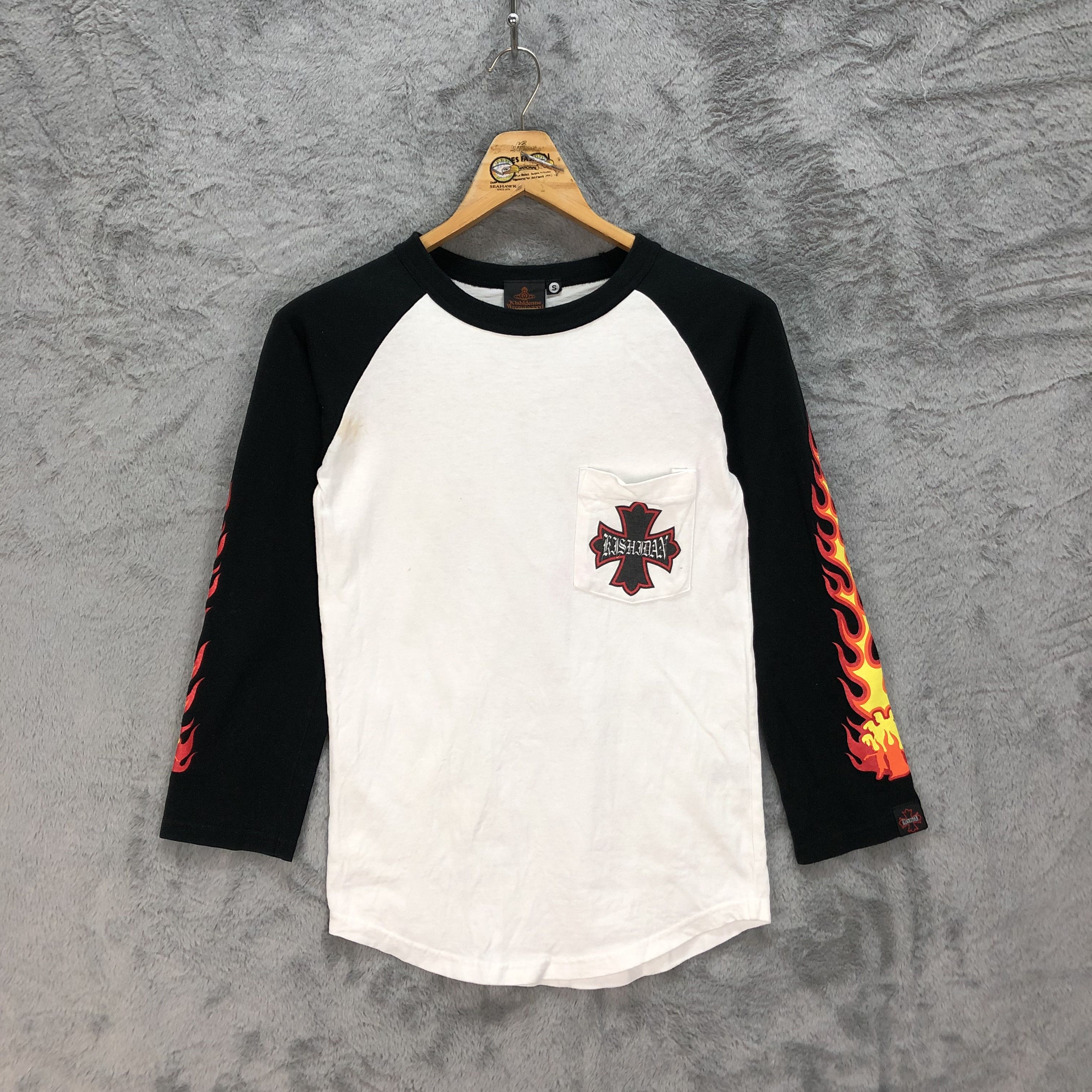 Japanese Brand RARE KISHIDENNE WRERUTOGOOD Big Logo Fire 3Q Tee #4773-167 Size S / US 4 / IT 40 - 3 Thumbnail