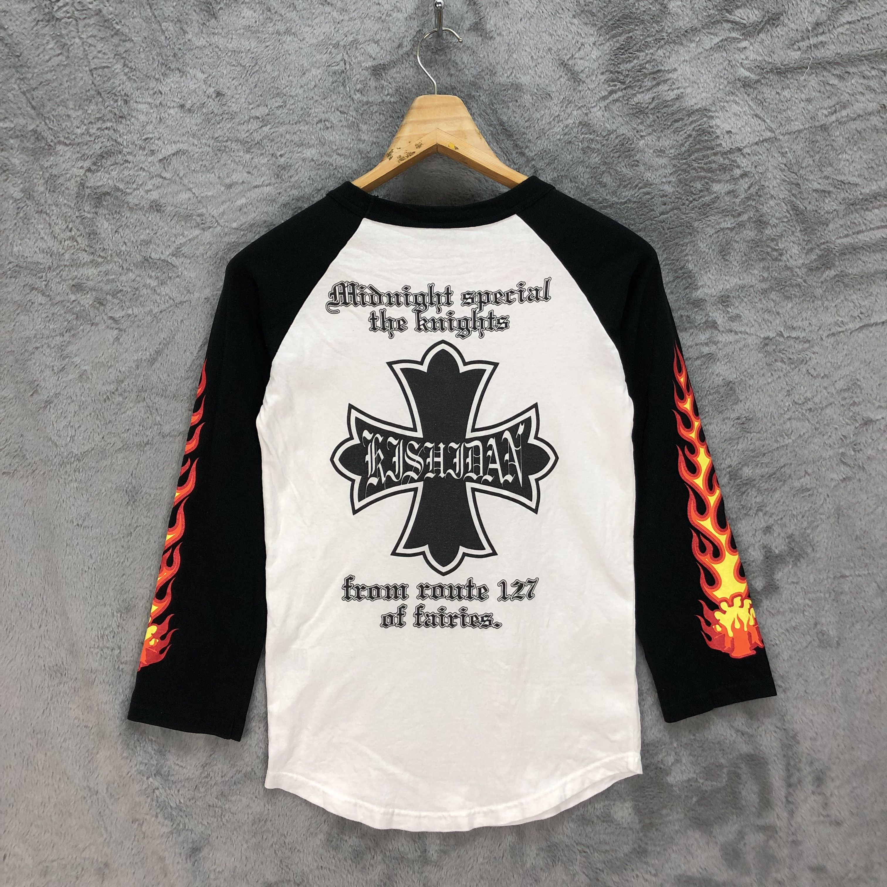 Japanese Brand RARE KISHIDENNE WRERUTOGOOD Big Logo Fire 3Q Tee #4773-167 Size S / US 4 / IT 40 - 1 Thumbnail