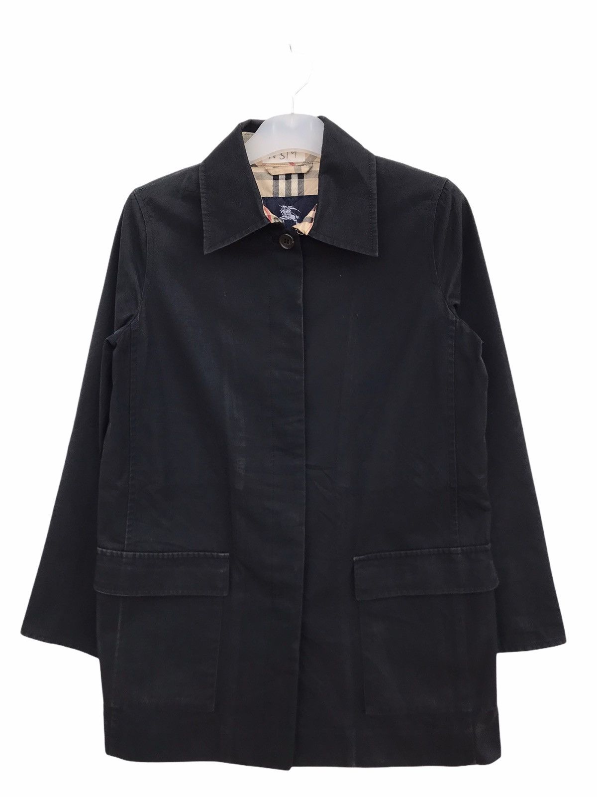 image of Vintage Burberry Parka Jacket in Black, Men's (Size Small)