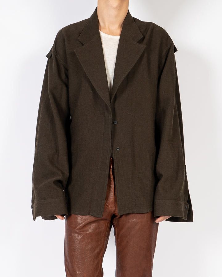 image of Haider Ackermann Fw13 Brown Pyjama Wool Shirt, Men's (Size Small)