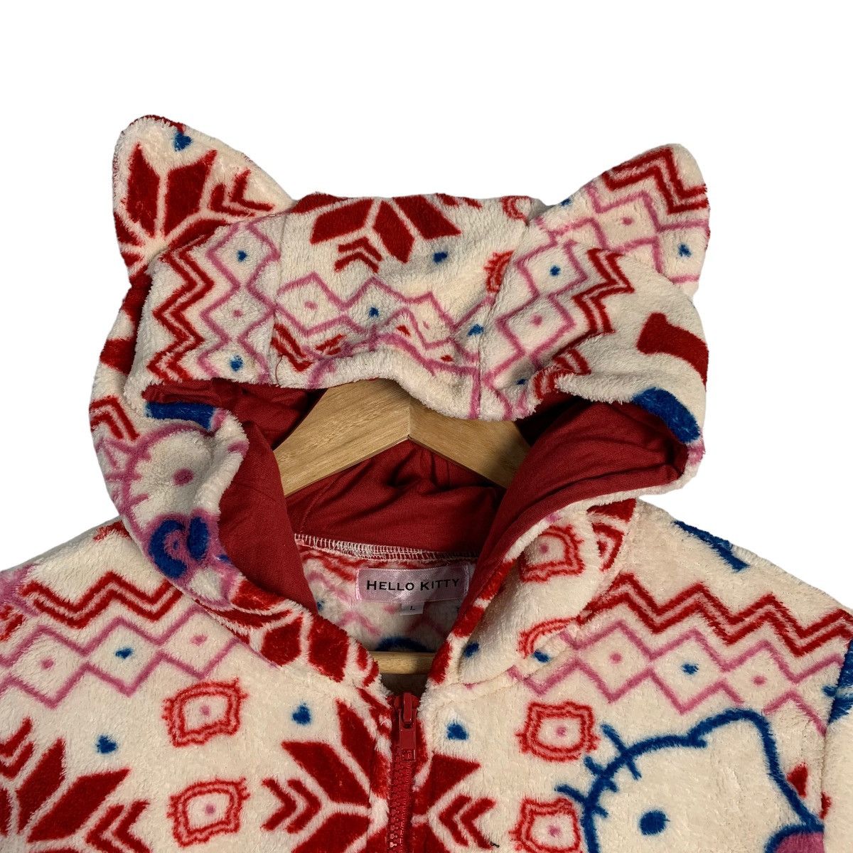 Japanese Brand Hello Kitty All Over Print Ear Hooded Fleece Overall Size M / US 6-8 / IT 42-44 - 4 Thumbnail