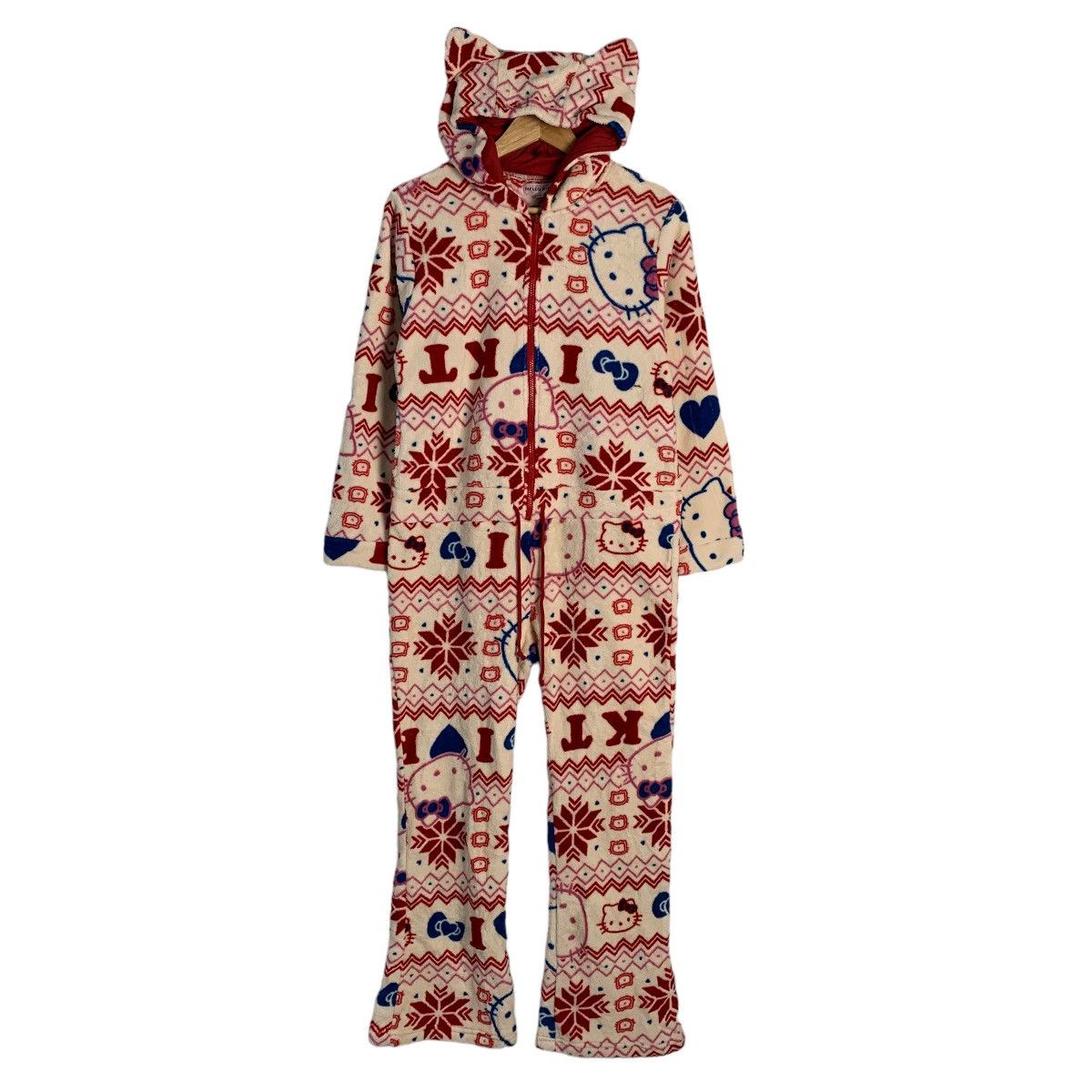 Japanese Brand Hello Kitty All Over Print Ear Hooded Fleece Overall Size M / US 6-8 / IT 42-44 - 1 Thumbnail