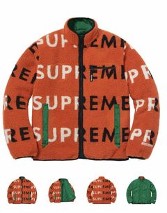 Supreme reversible logo on sale fleece jacket orange