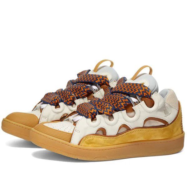 Lanvin Curb Skate Sneakers in Beige Orange