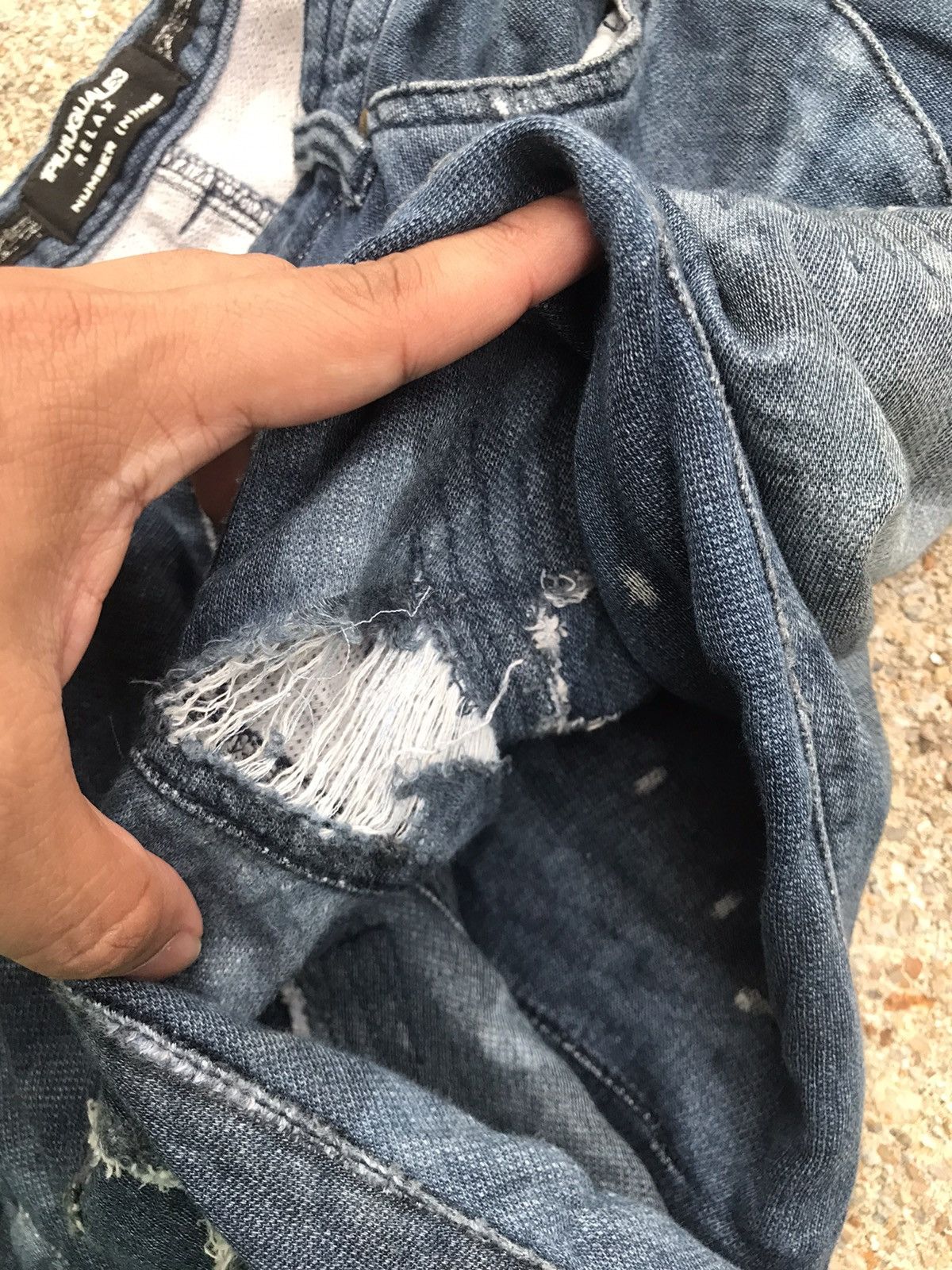 Number (N)ine Vintage Rare Number Nine Relax Distress Denim Pants Size US 32 / EU 48 - 11 Thumbnail
