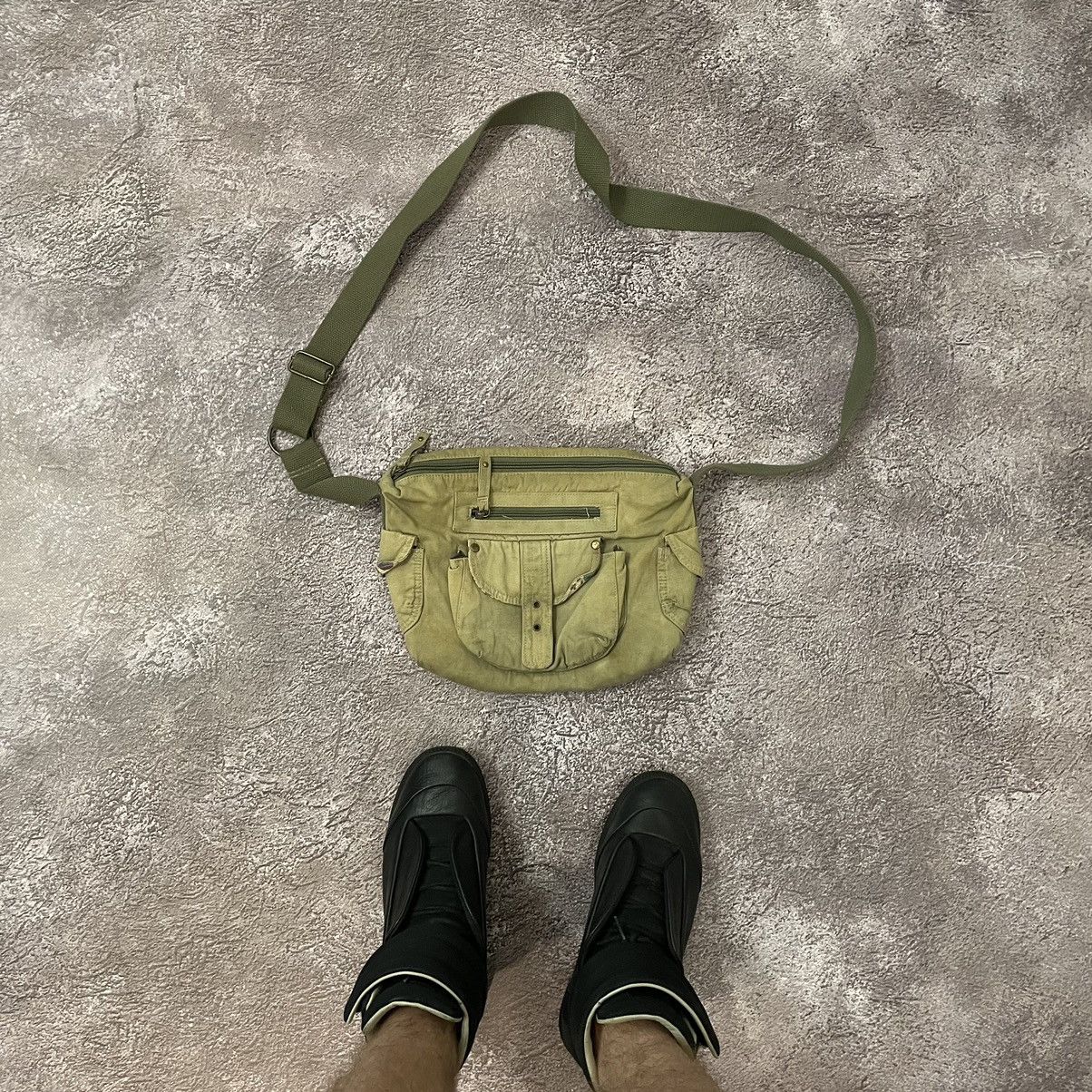Vintage Y2K Cotton Crossbody Bag With Pockets Alt Military in Black, Men's