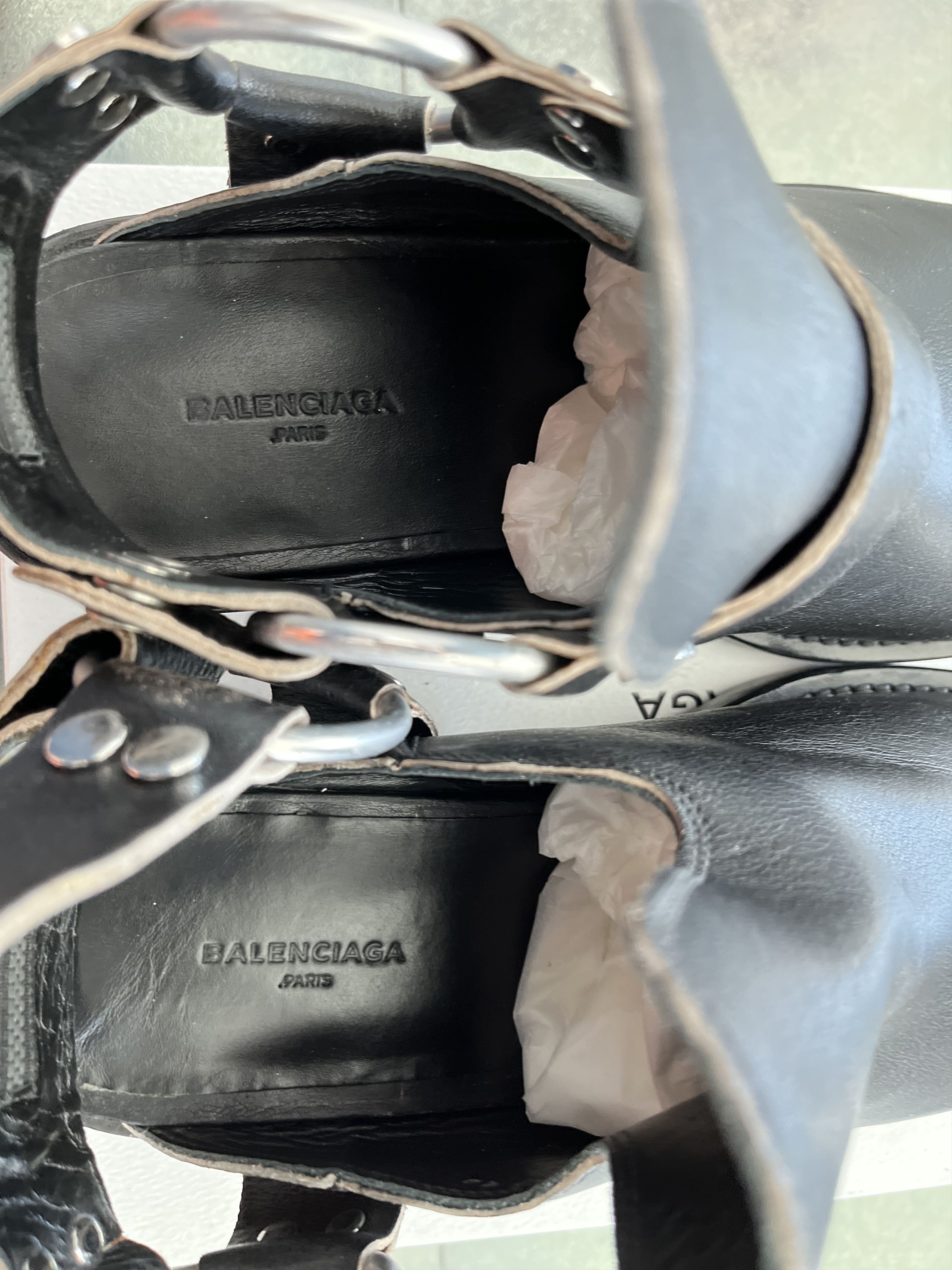 Balenciaga Balenciaga Black Distressed Leather Harness-strap Mules Size US 7.5 / EU 40-41 - 11 Thumbnail