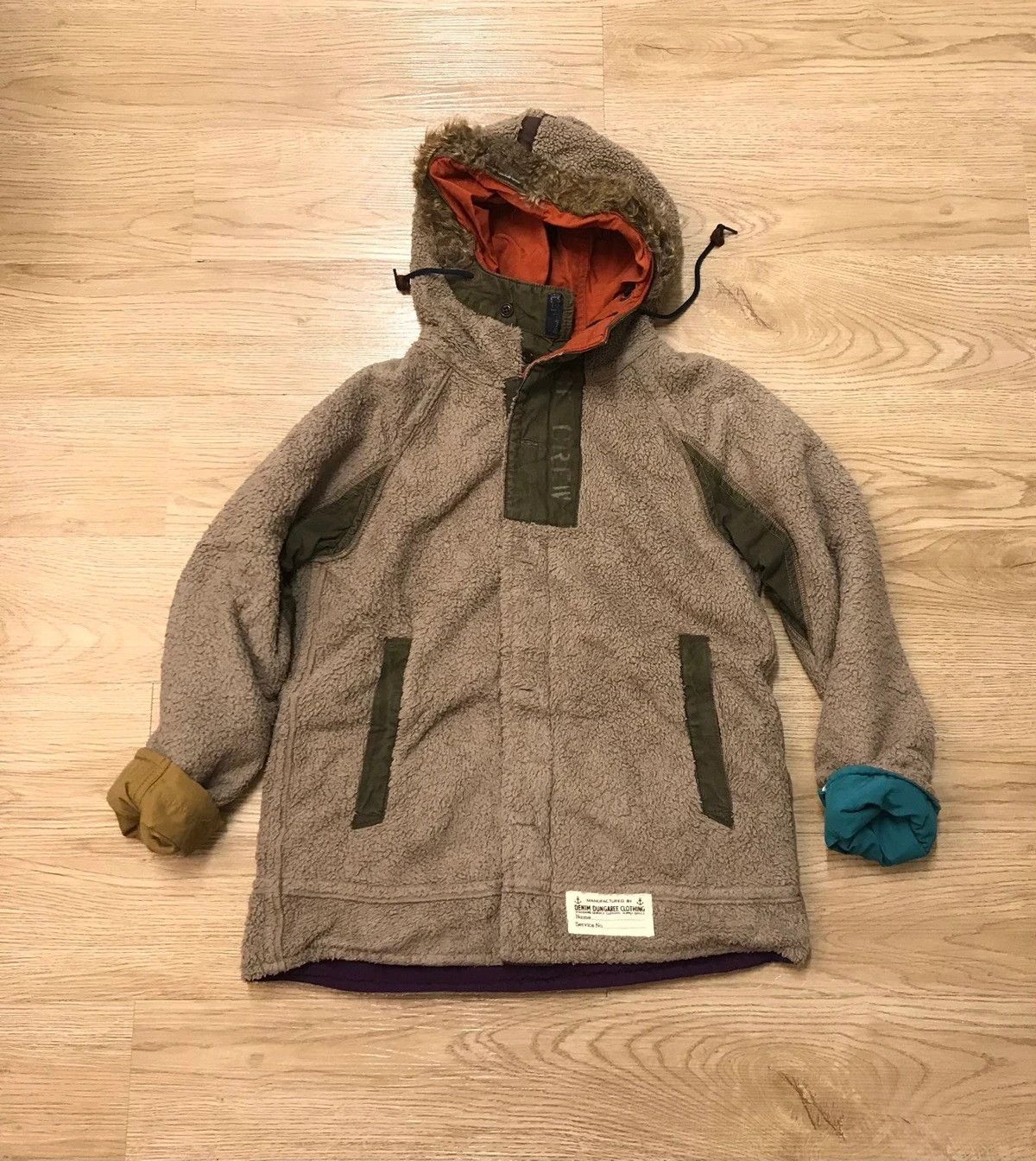 image of Distressed Denim x Seditionaries D-1 Dungaree Denim Reversible Fleece Jacket, Men's (Size Small)