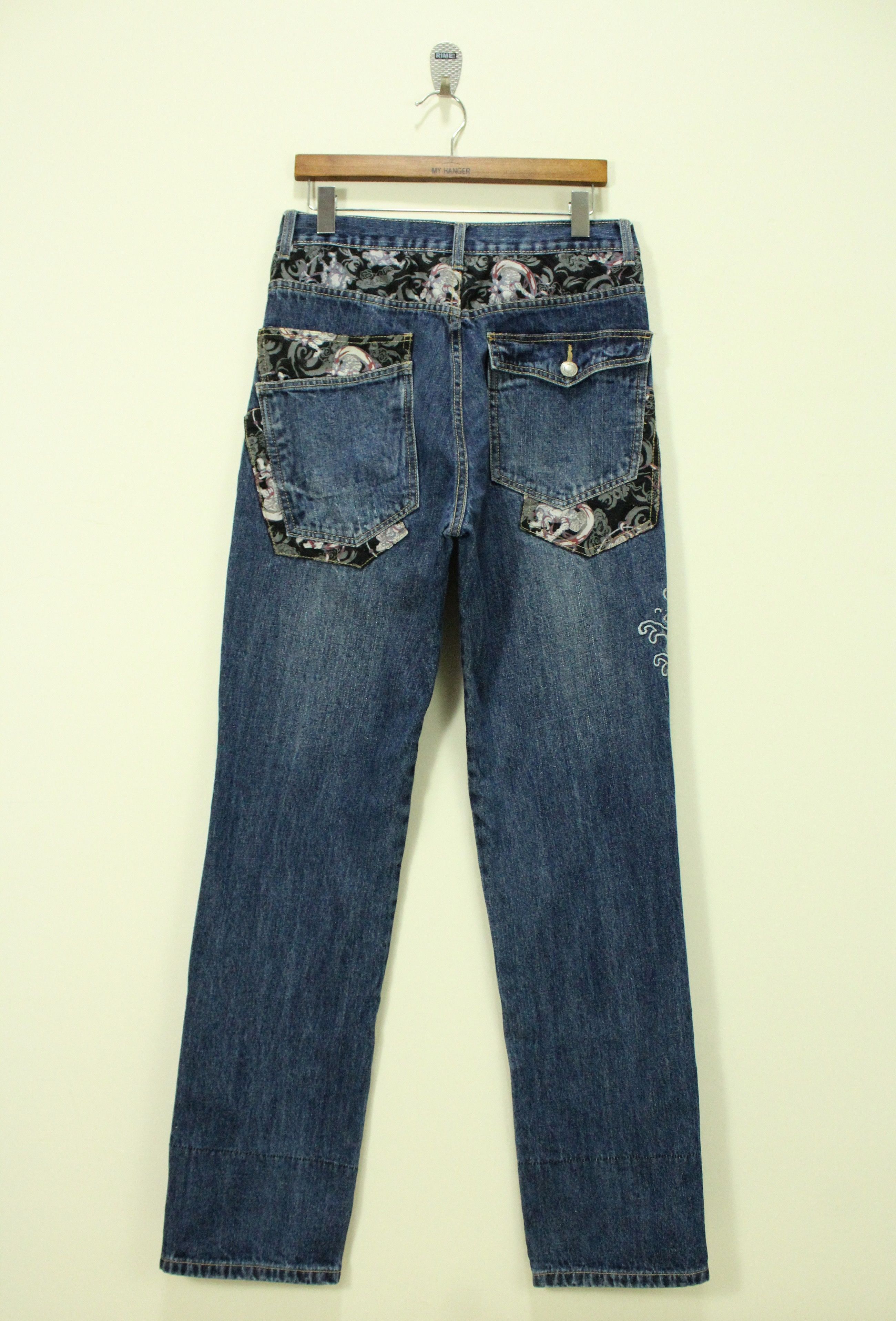 Vintage Embroidered Denim Koi fish Sukajan Dragon Size US 32 / EU 48 - 7 Thumbnail