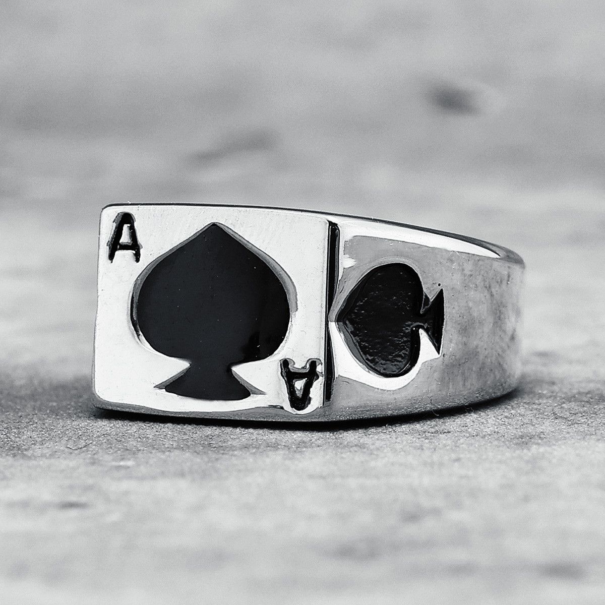 Jewelry 316L Stainless Steel Ace of Spades Ring Size ONE SIZE - 2 Thumbnail