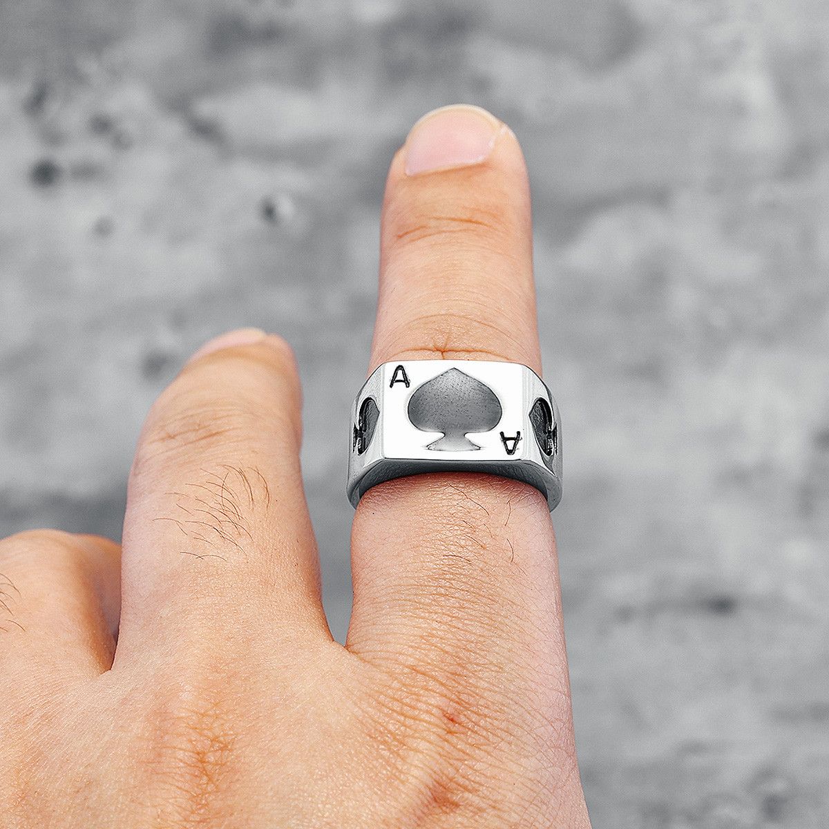 Jewelry 316L Stainless Steel Ace of Spades Ring Size ONE SIZE - 3 Thumbnail