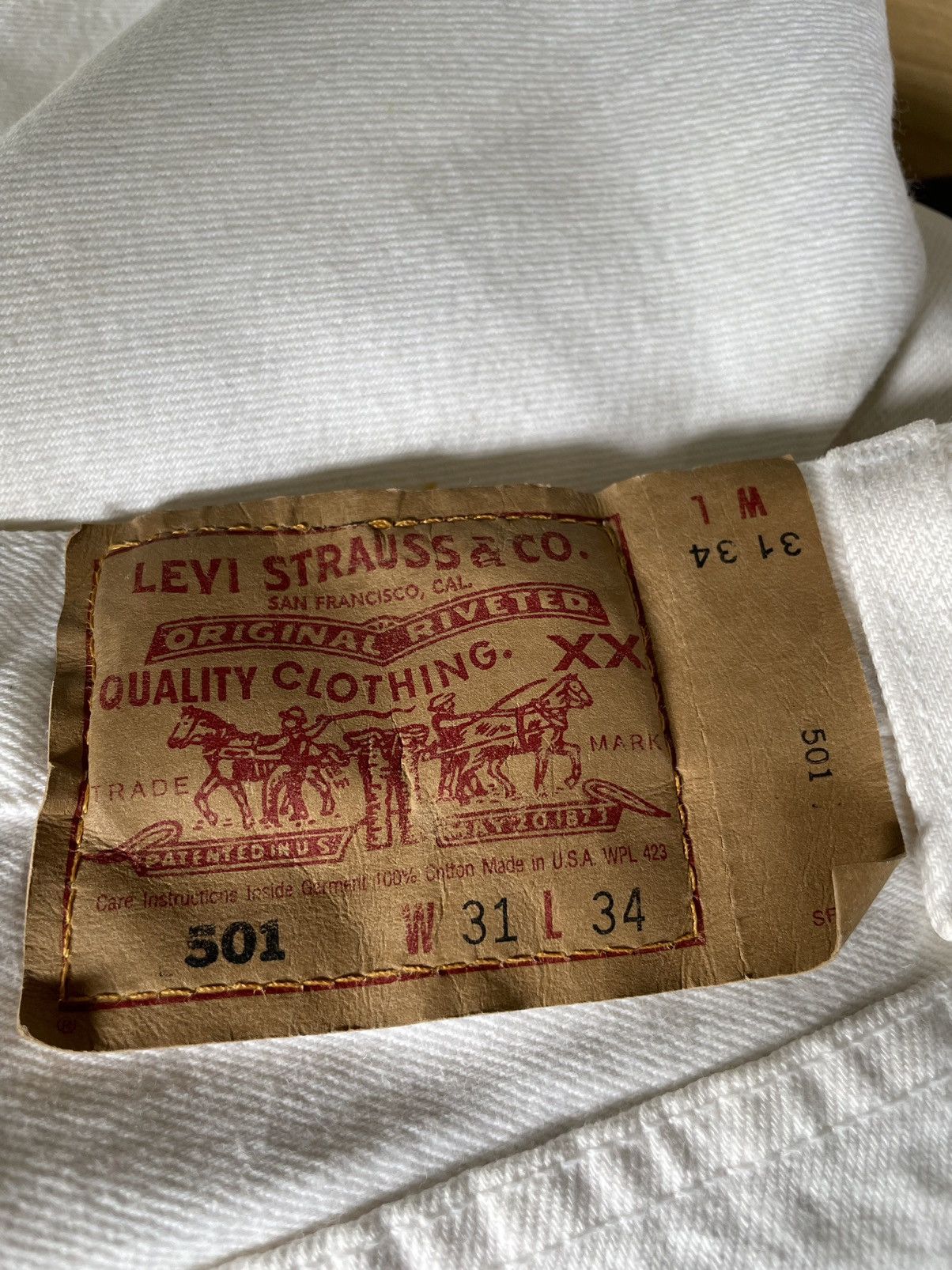 Levi's Vintage Clothing Vintage 90s Levis 501 White Made In USA Denim Jeans Size US 30 / EU 46 - 13 Thumbnail