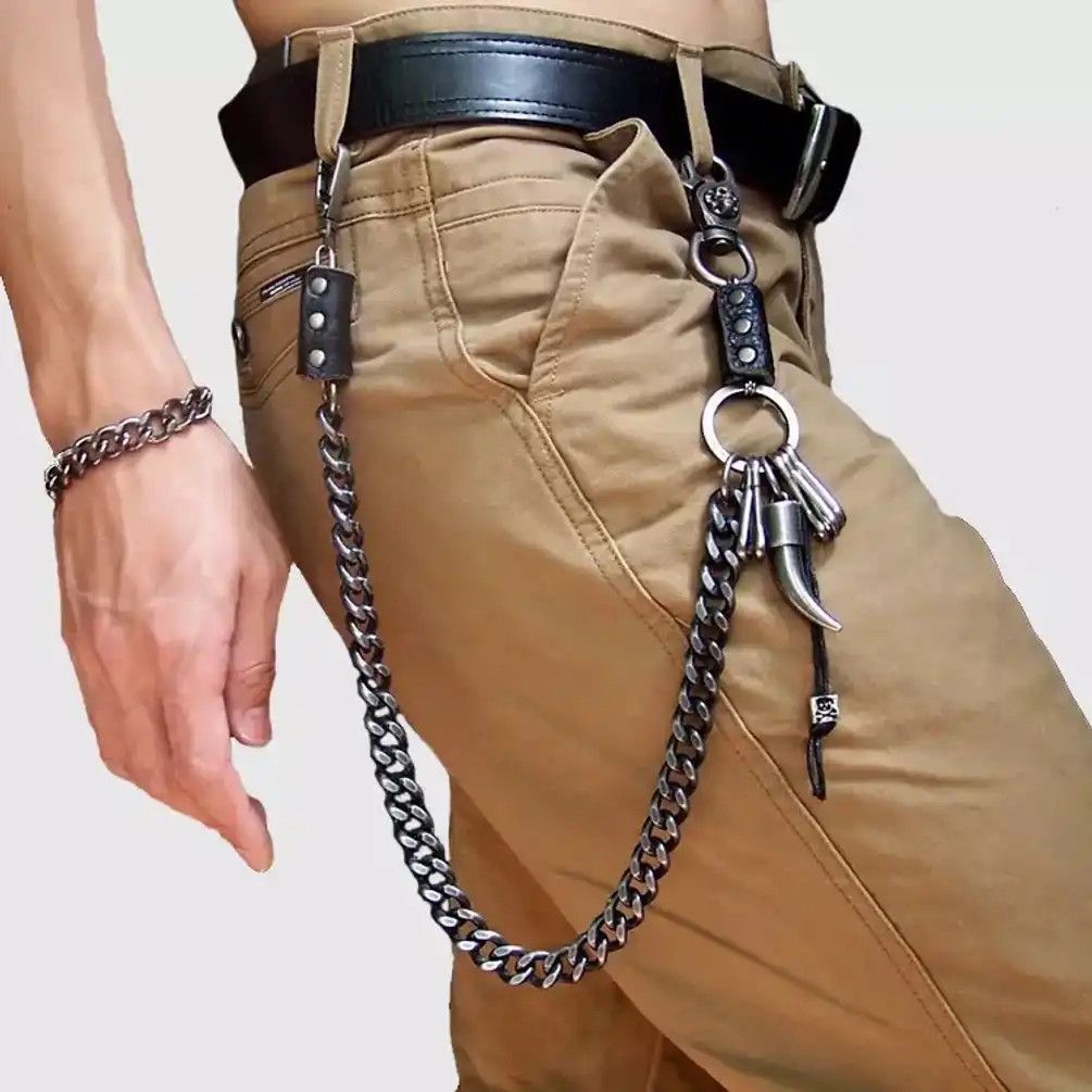 Jewelry Hip hop punk horns skull metal casual wild pants chain Size ONE SIZE - 4 Thumbnail