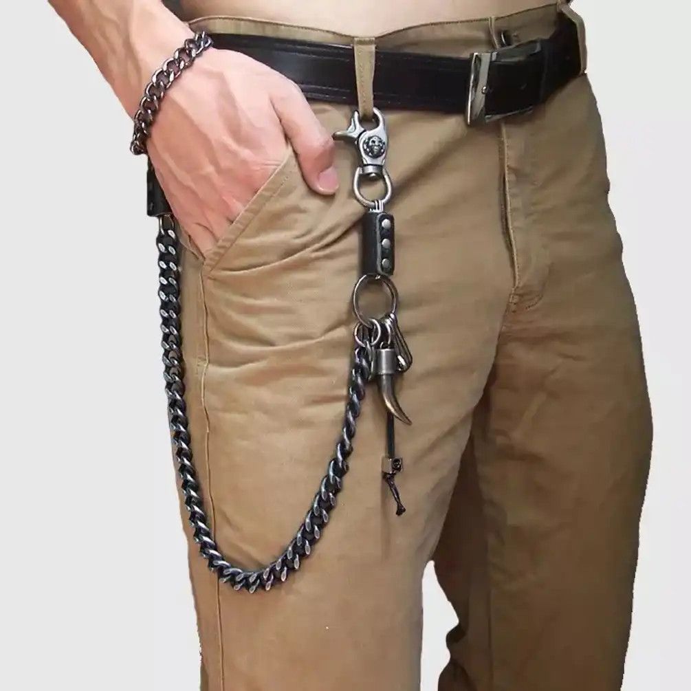 Jewelry Hip hop punk horns skull metal casual wild pants chain Size ONE SIZE - 3 Thumbnail